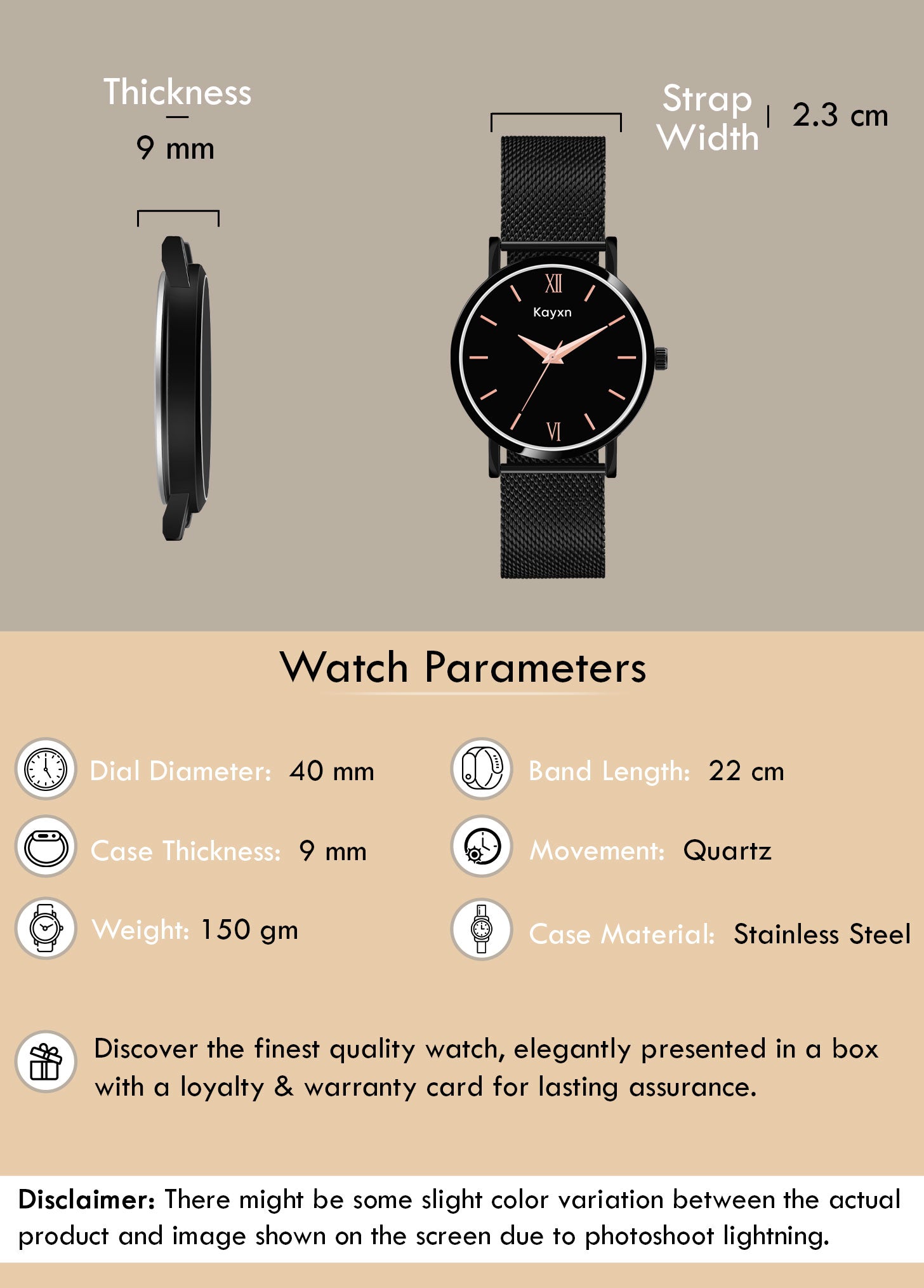 Velar Black Analogue Dial Mesh Strap Watch For Men