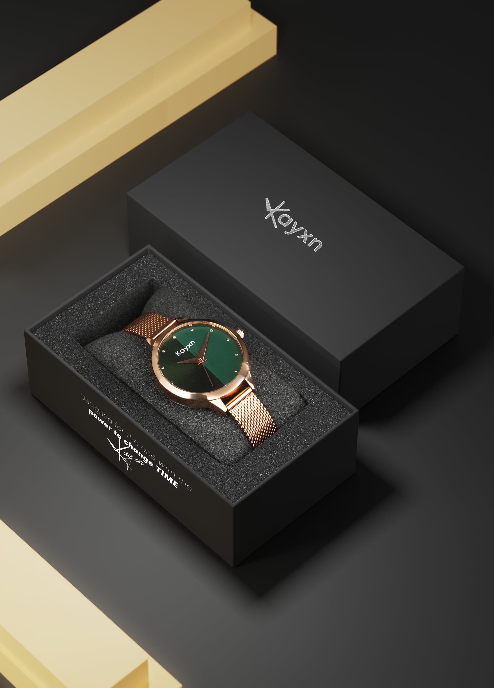 Jade Embellished Dial Analogue Watch For Women - Rose Gold