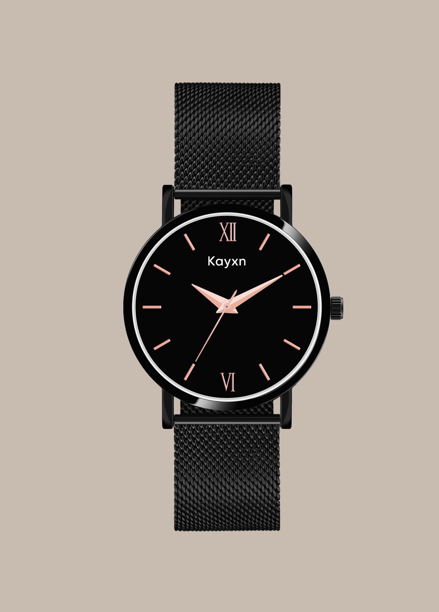 Velar Black Analogue Dial Mesh Strap Watch For Men