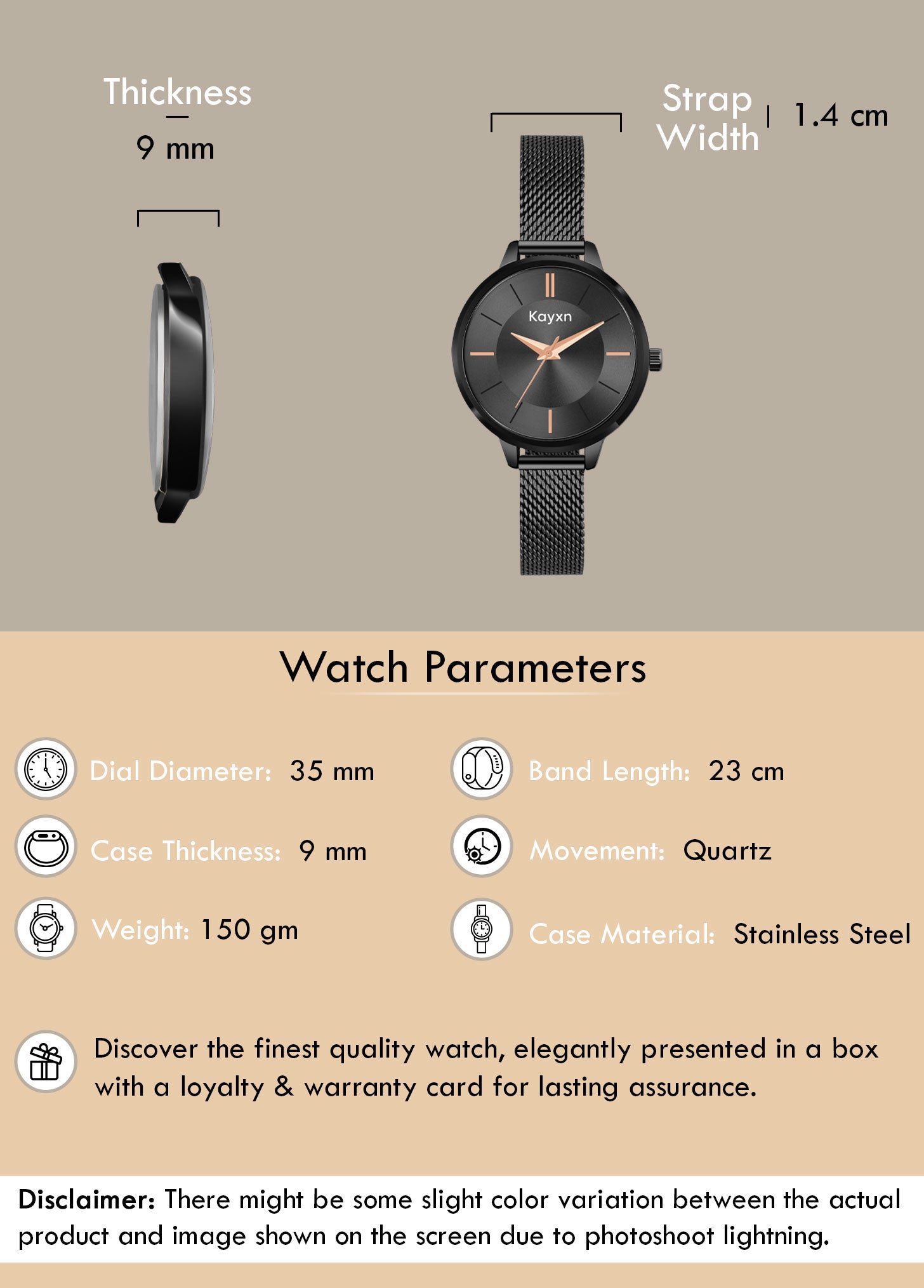 Eclipse Embellished Dial Analogue Watch For Women - Black
