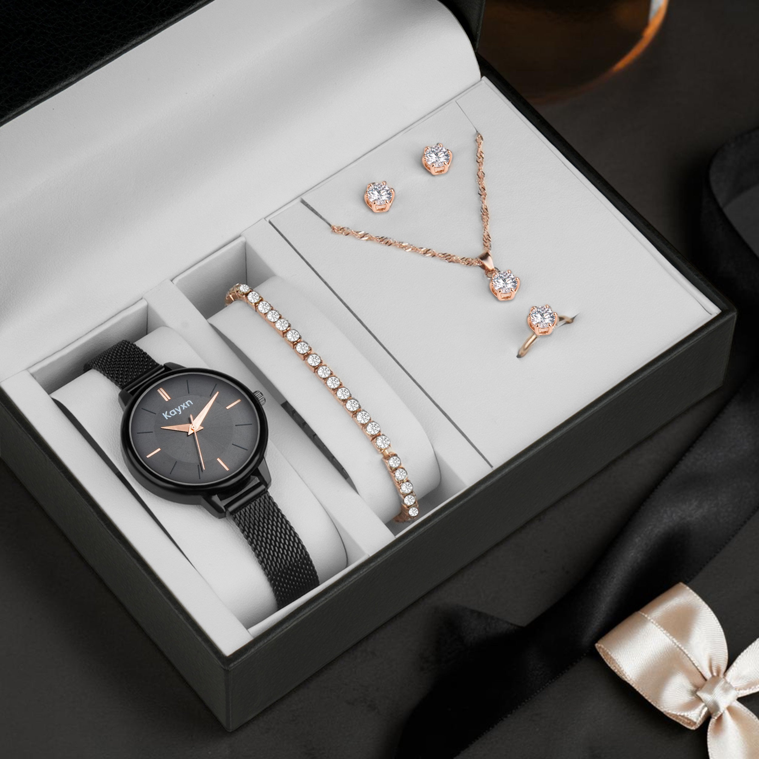 Eclipse Elegance Wrist Watch & Jewelry Set