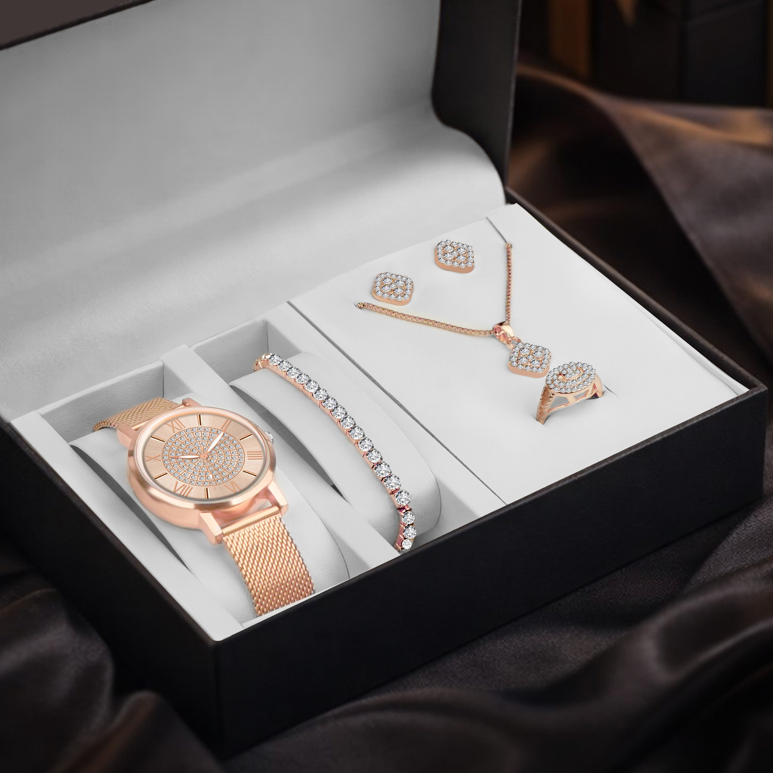 Aurora Shine Wrist Watch & Jewelry Set