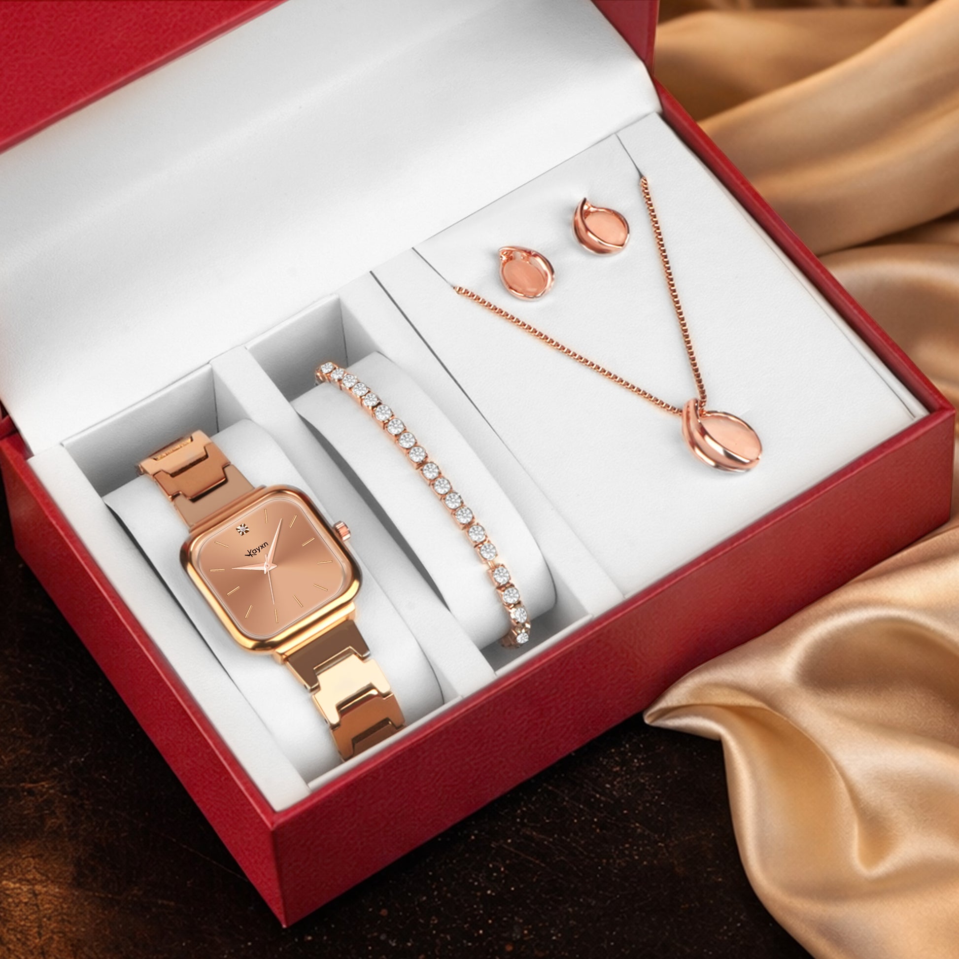 Minimal Muse Wrist Watch & Jewelry Set