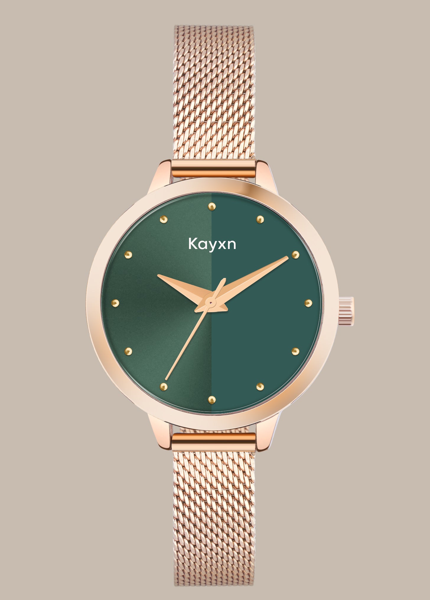 Jade Embellished Dial Analogue Watch For Women - Rose Gold