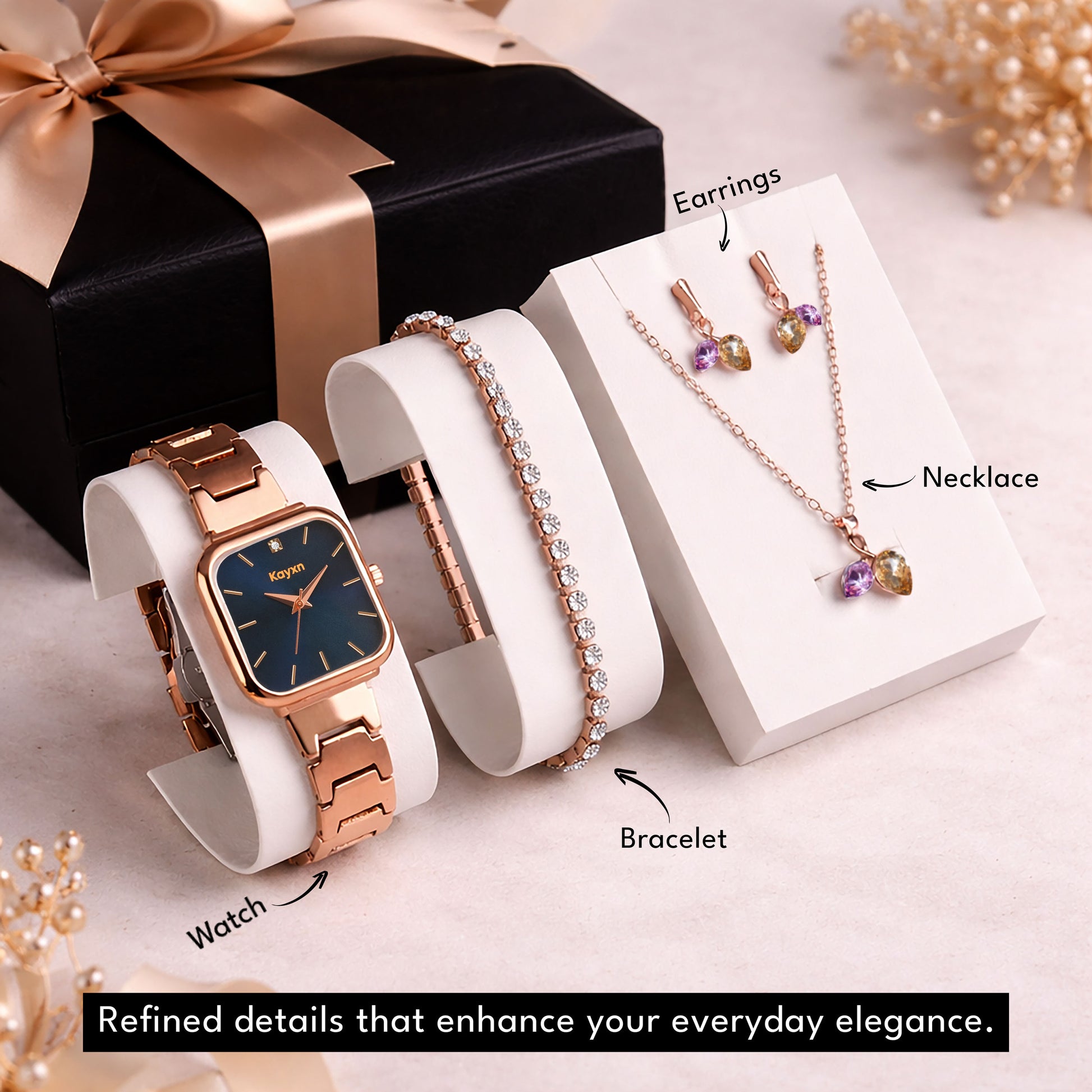 Mystic Aura Wrist Watch & Jewelry Set