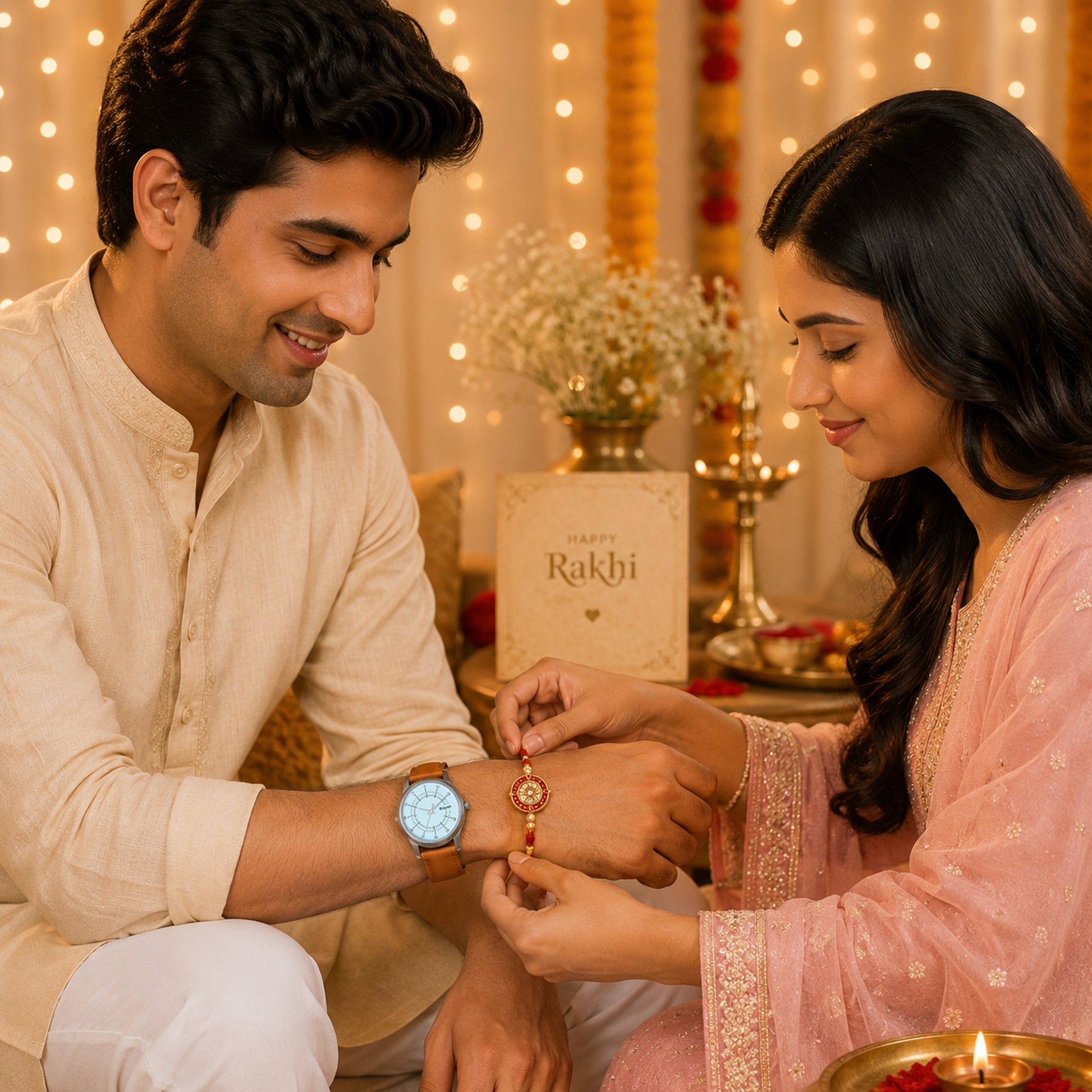 Celestial Blue Watch & Rakhi Gift Set for Him