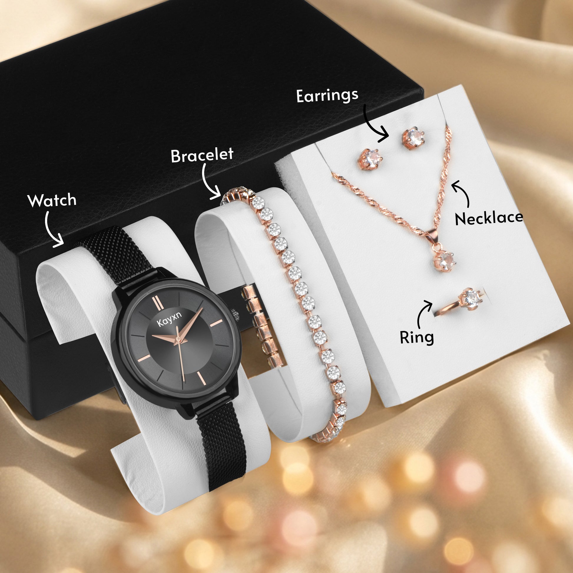 Eclipse Elegance Wrist Watch & Jewelry Set