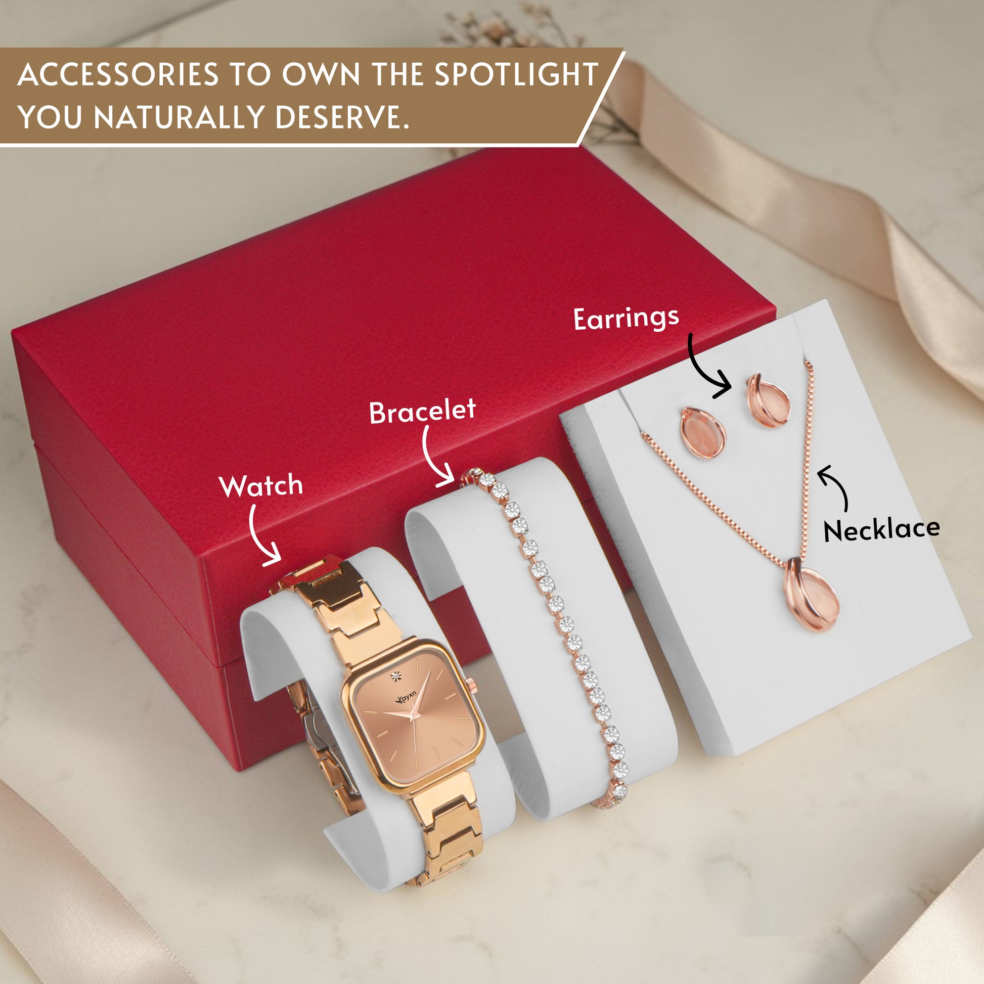 Minimal Muse Wrist Watch & Jewelry Set