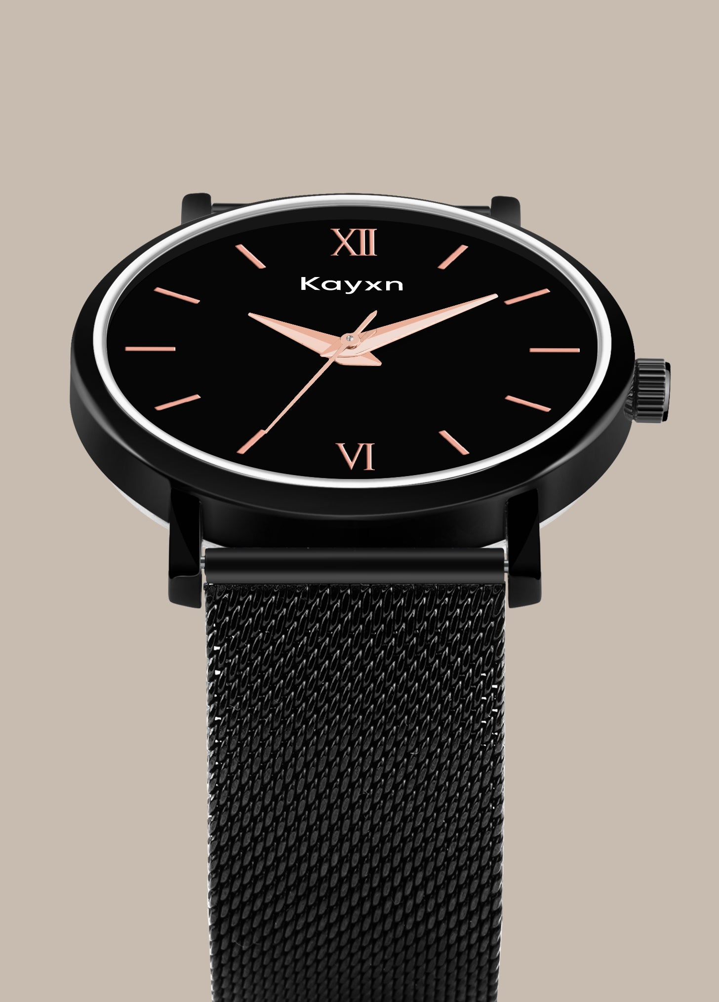 Velar Black Analogue Dial Mesh Strap Watch For Men