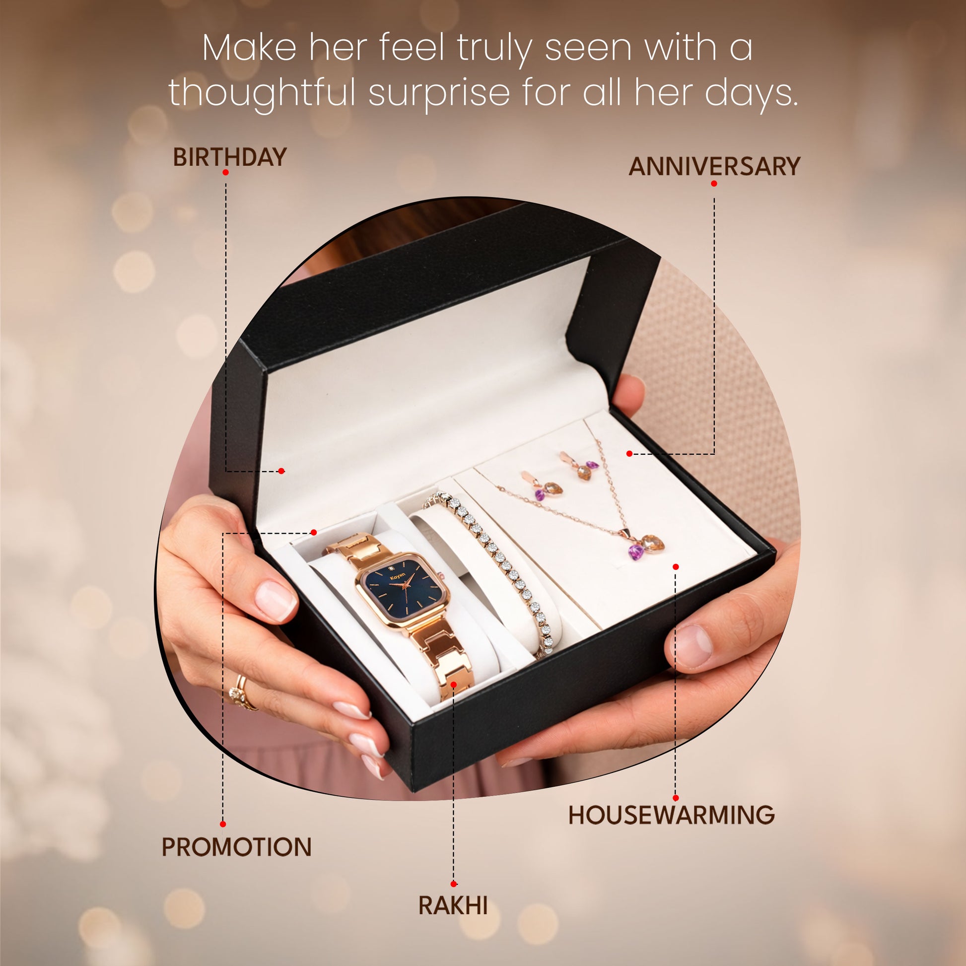 Mystic Aura Wrist Watch & Jewelry Set