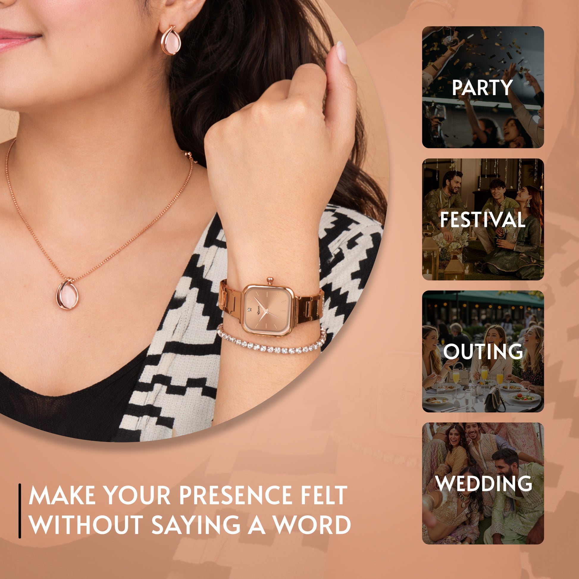 Minimal Muse Wrist Watch & Jewelry Set
