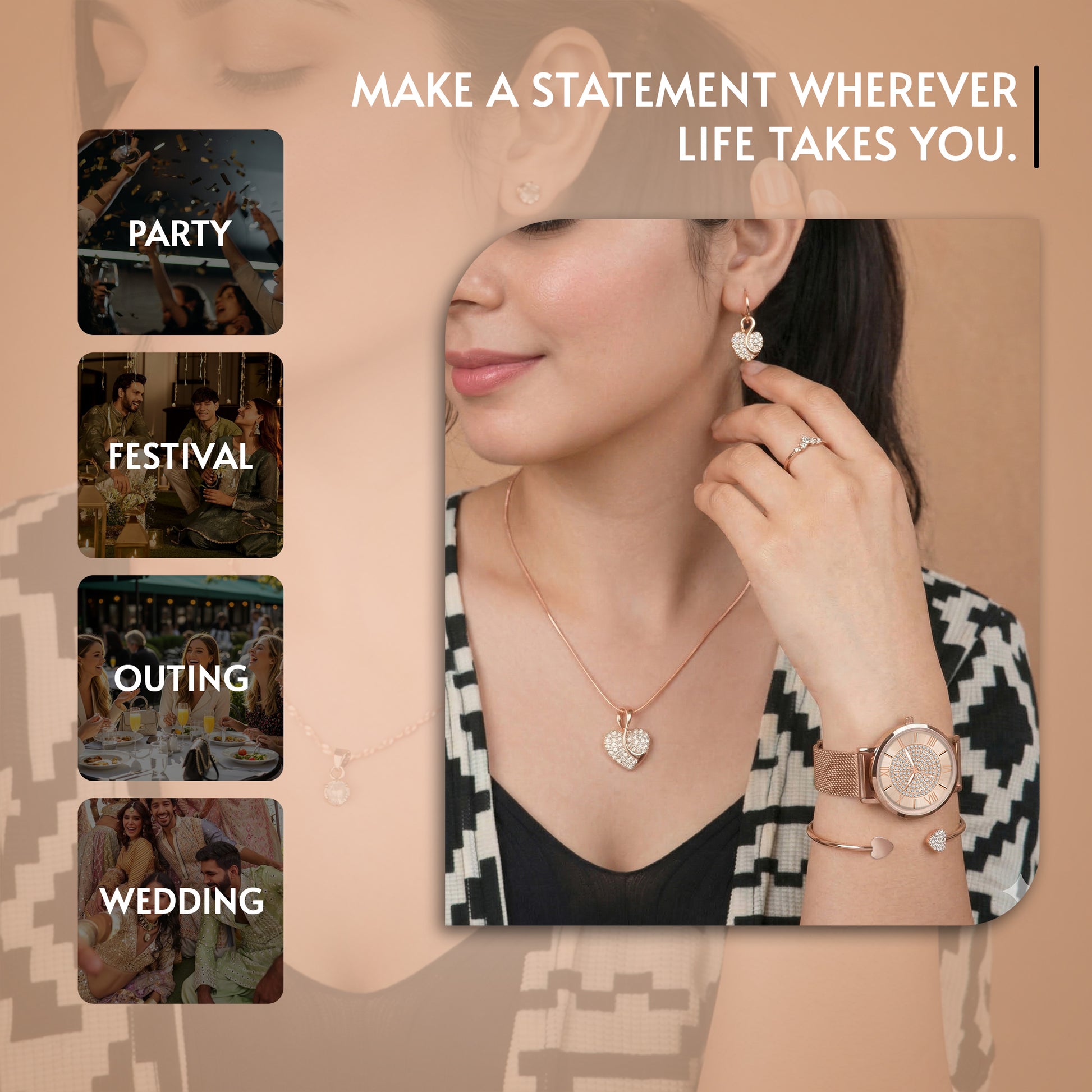 Cupid Glow Wrist Watch & Jewelry Set