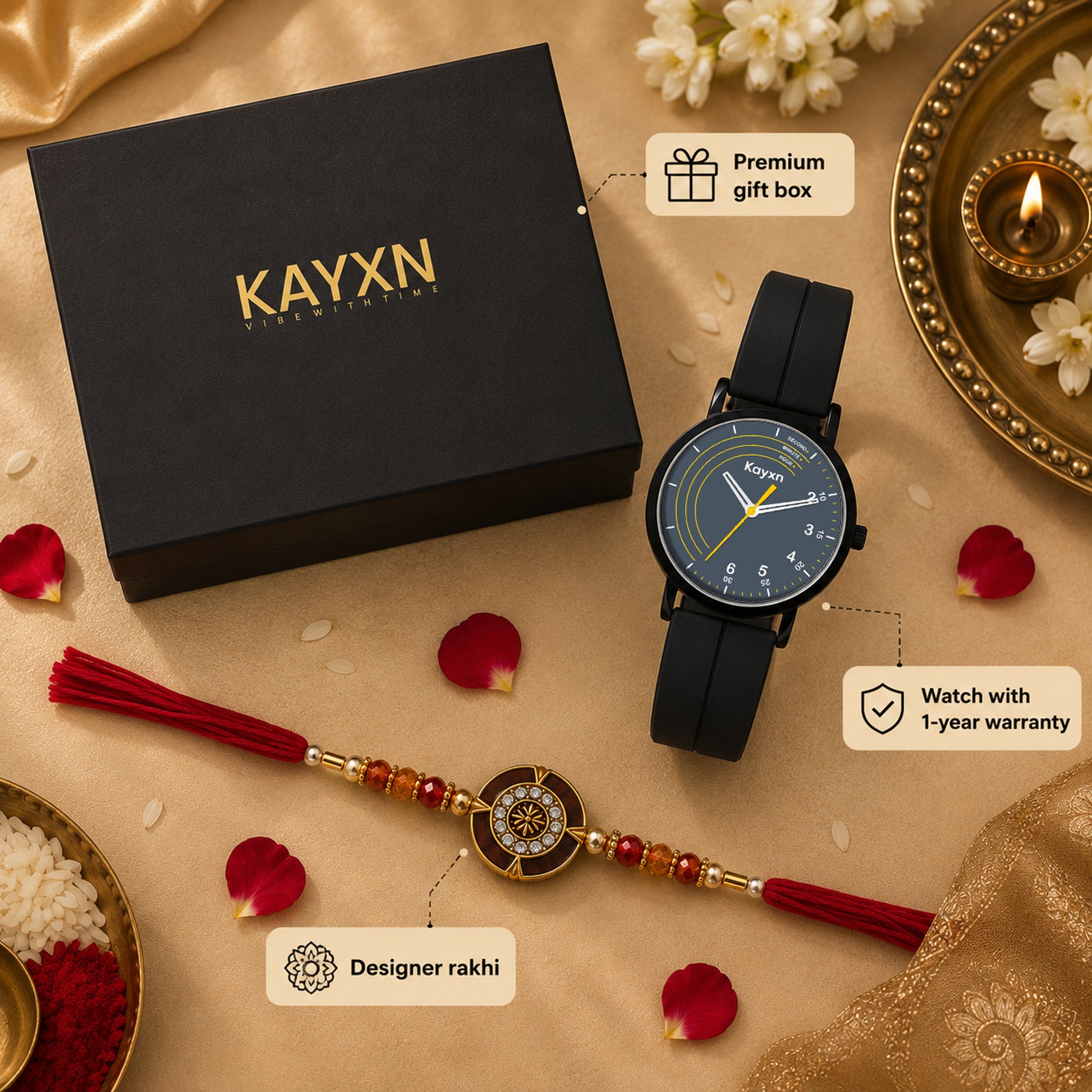 Urban Edge Watch & Rakhi Gift Set for Him
