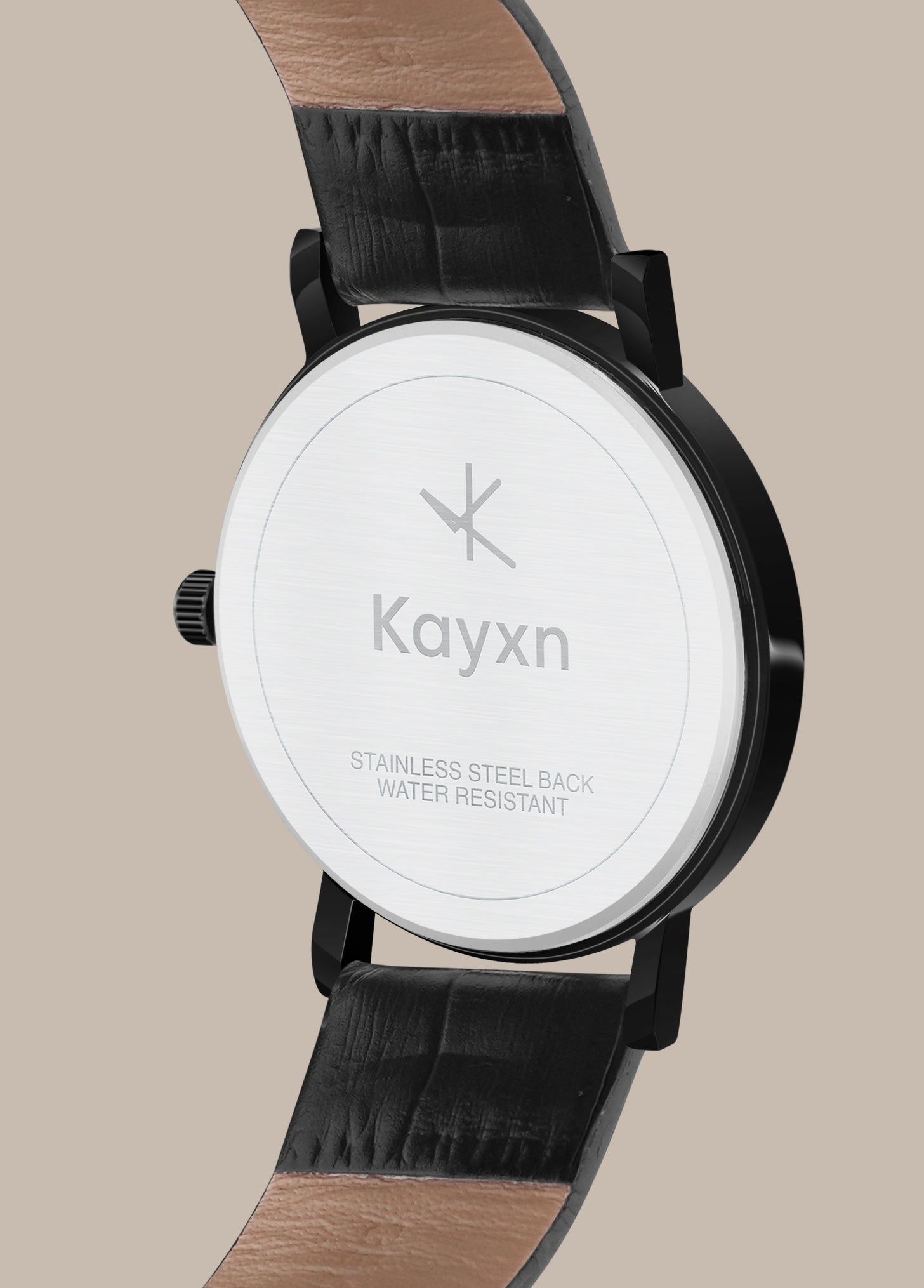 Noir Analogue Dial Leather Strap Watch For Men