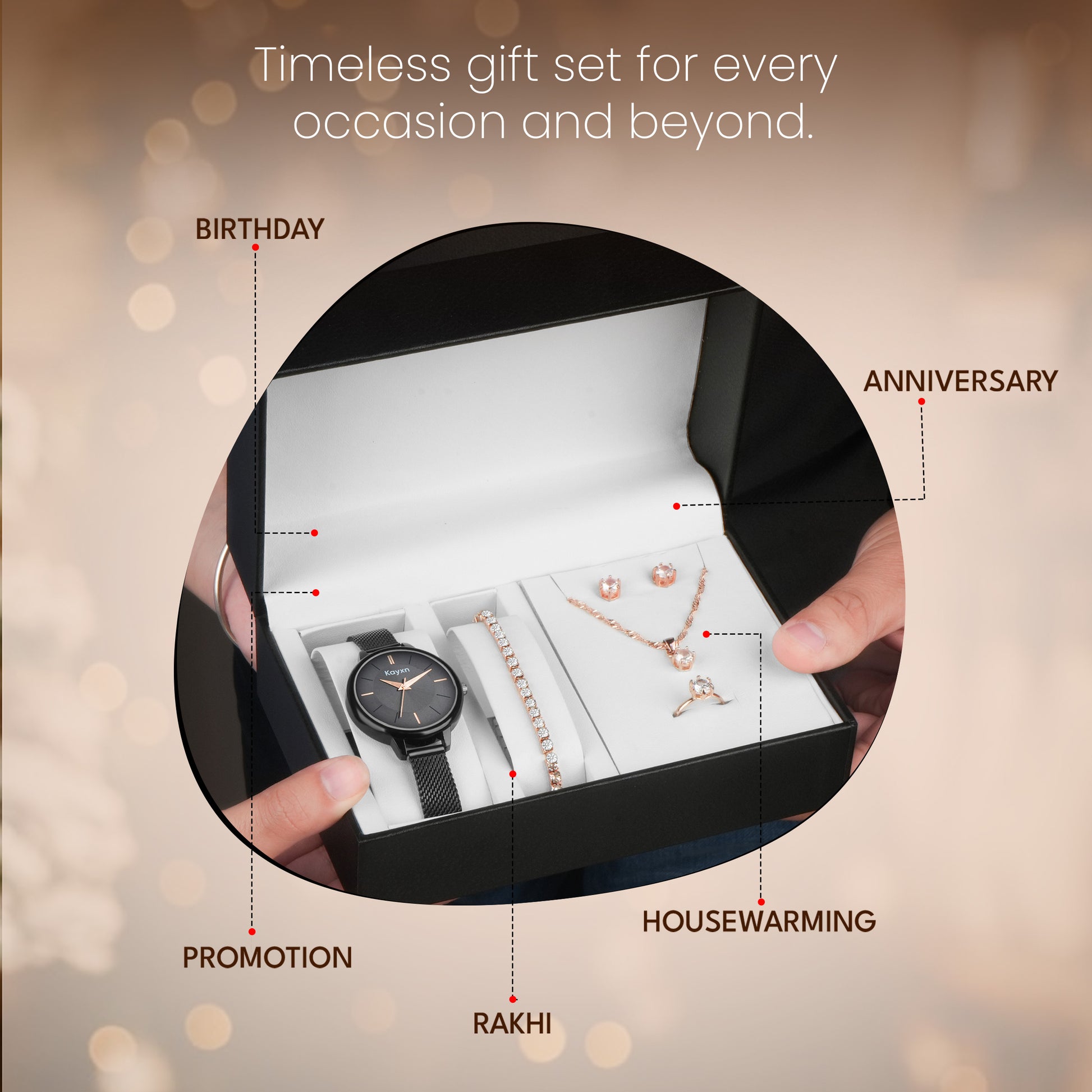 Eclipse Elegance Wrist Watch & Jewelry Set