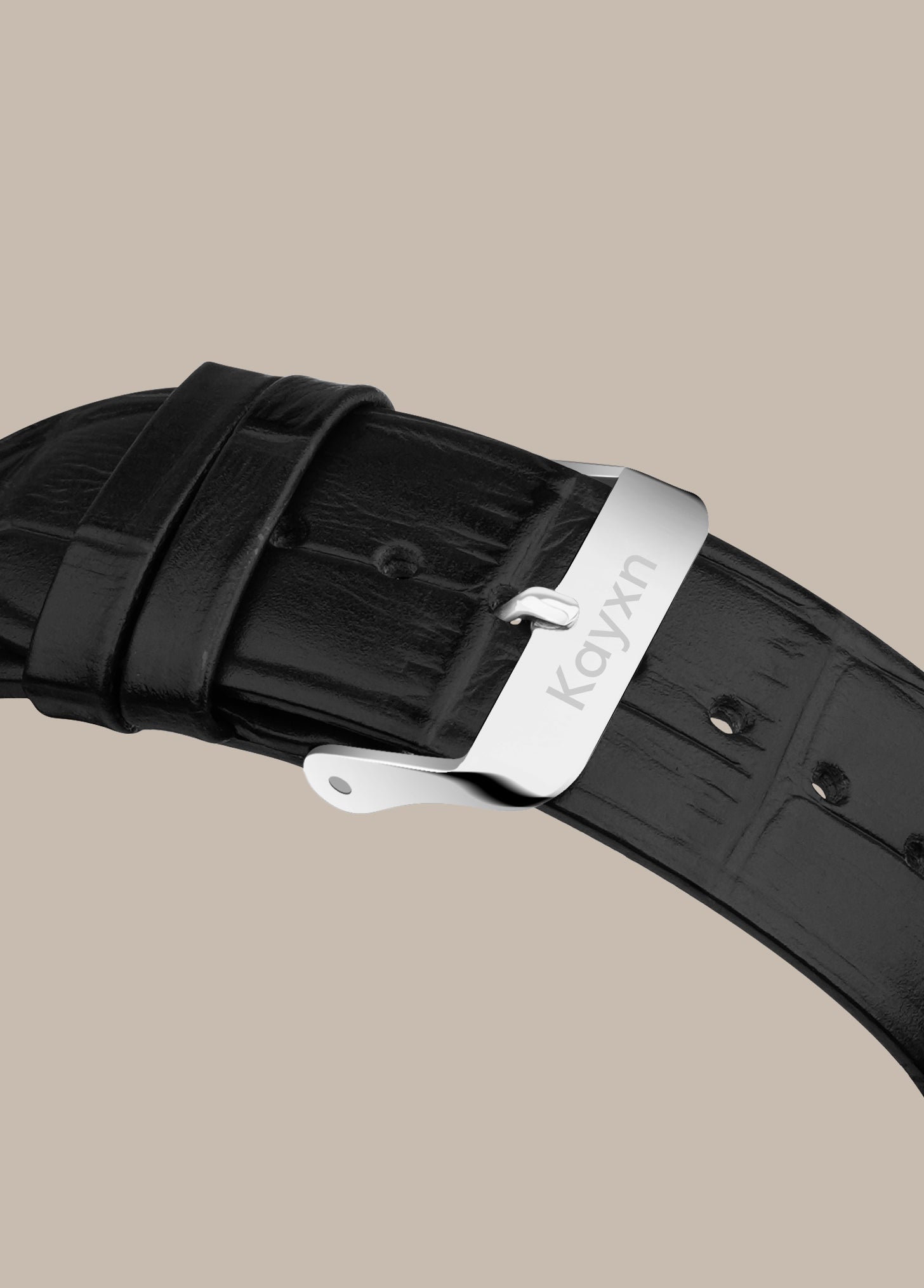 Noir Analogue Dial Leather Strap Watch For Men