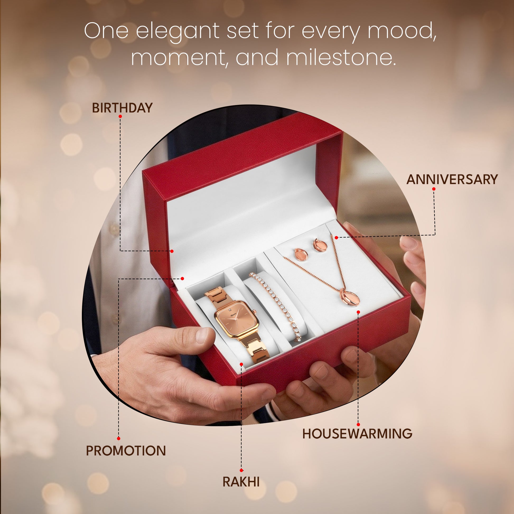 Minimal Muse Wrist Watch & Jewelry Set