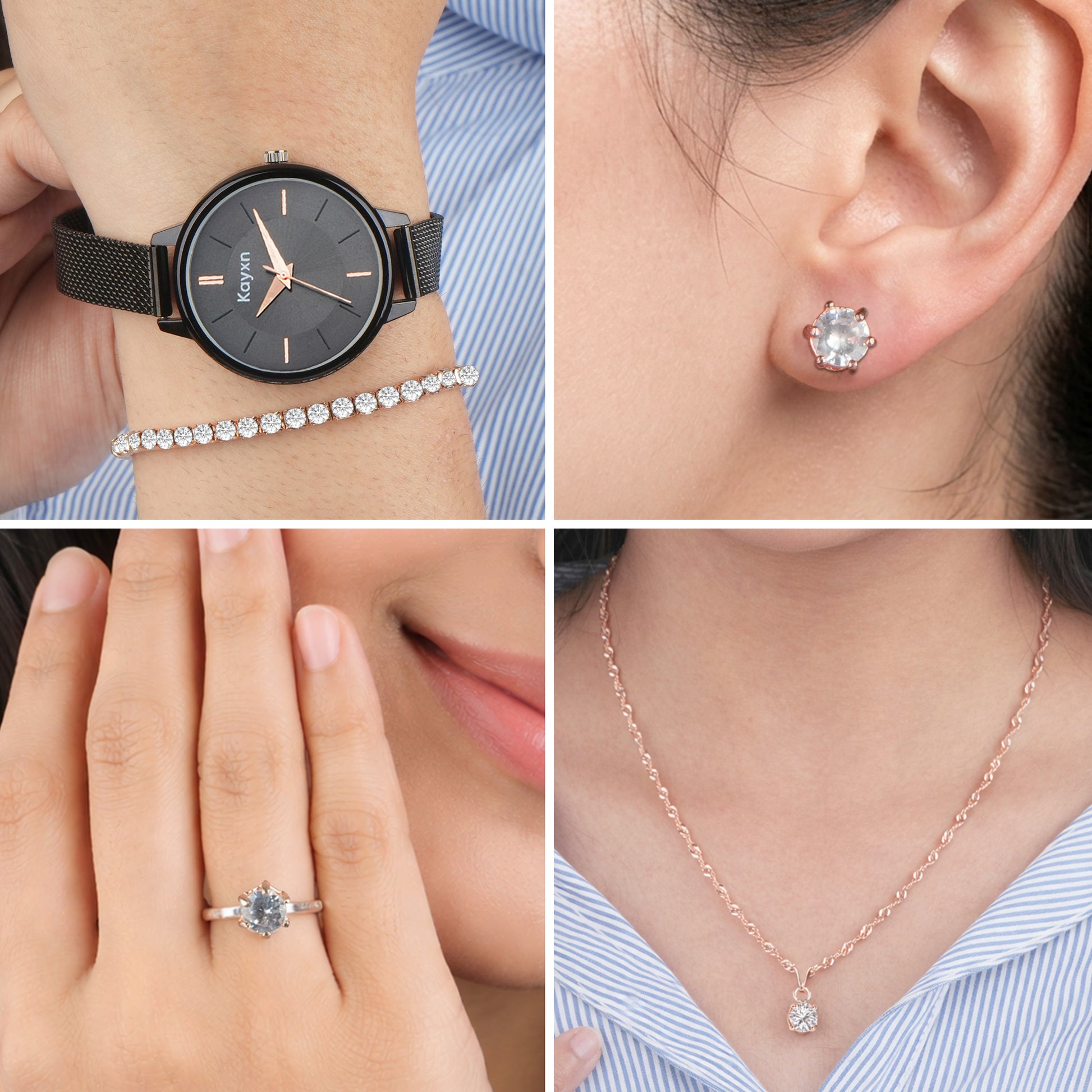 Eclipse Elegance Wrist Watch & Jewelry Set