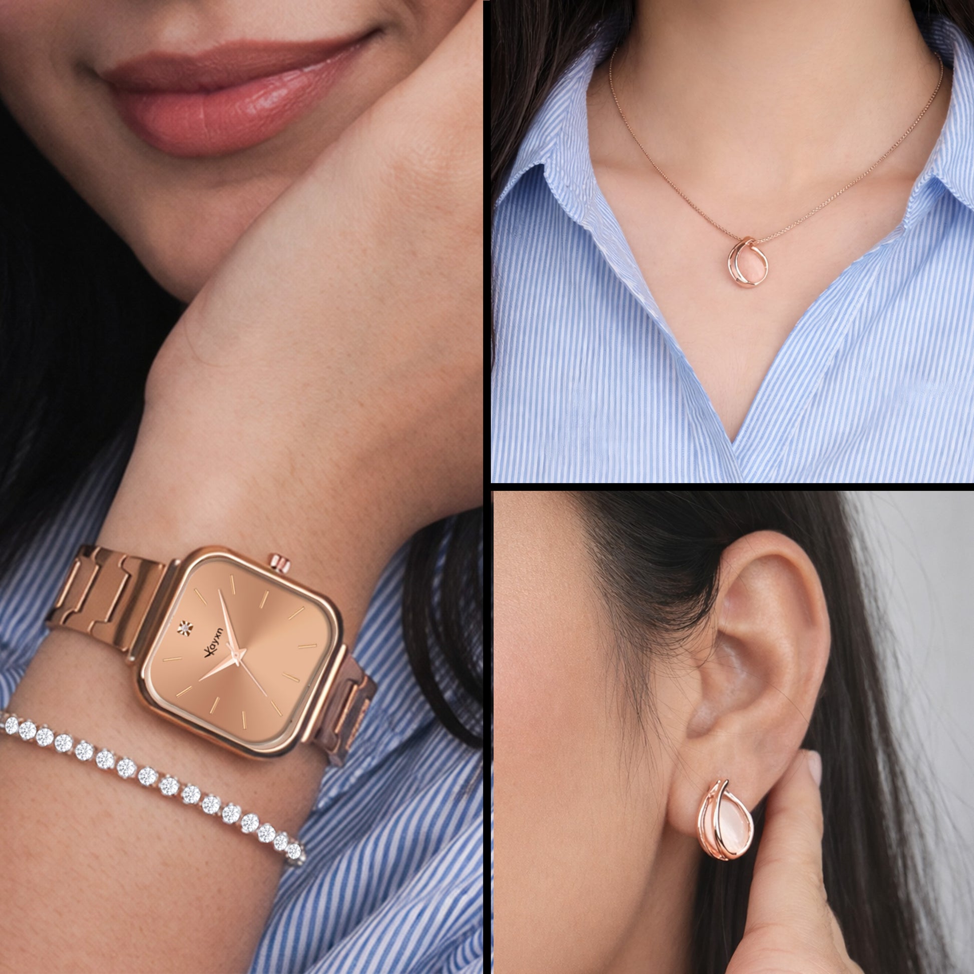 Minimal Muse Wrist Watch & Jewelry Set
