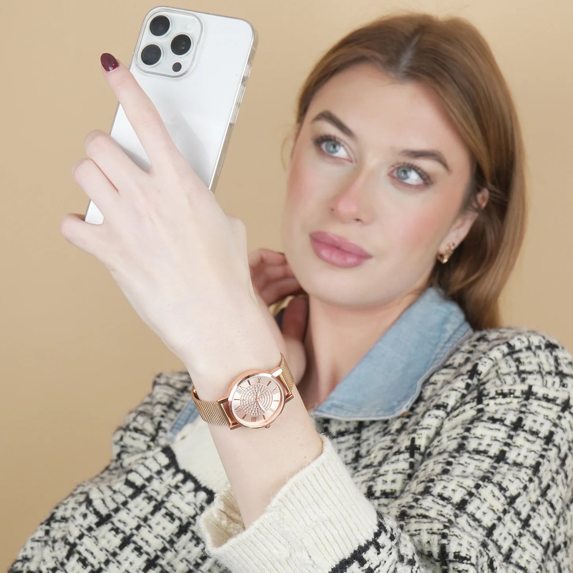 Aria Embellished Silver Dial Analogue Watch For Women