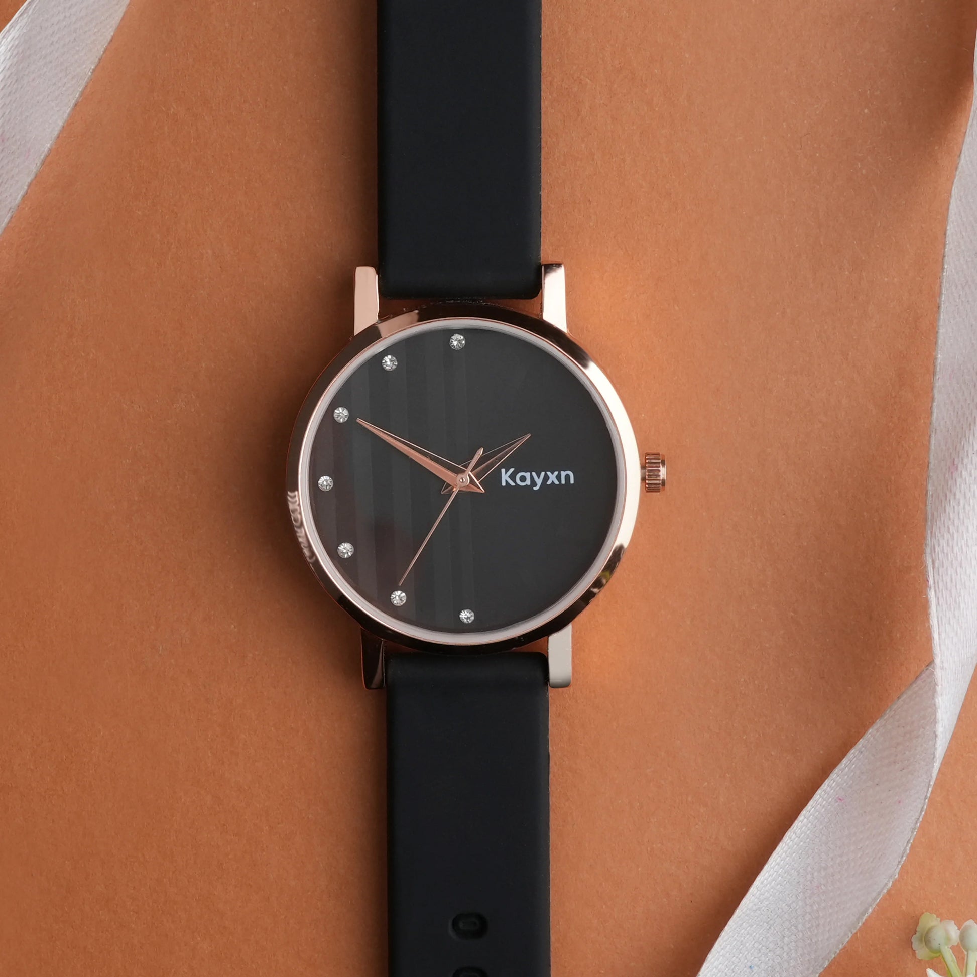 Aureva Embellished Rose Gold Dial Analogue Watch For Women