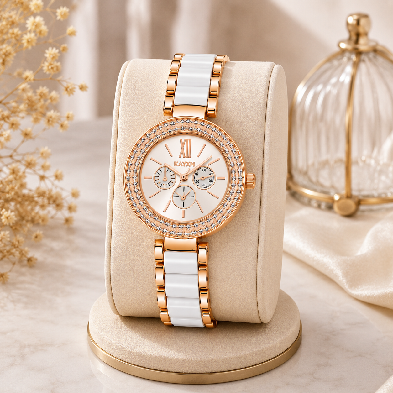 The Opaline Jewelry Gift Set with Watch - White