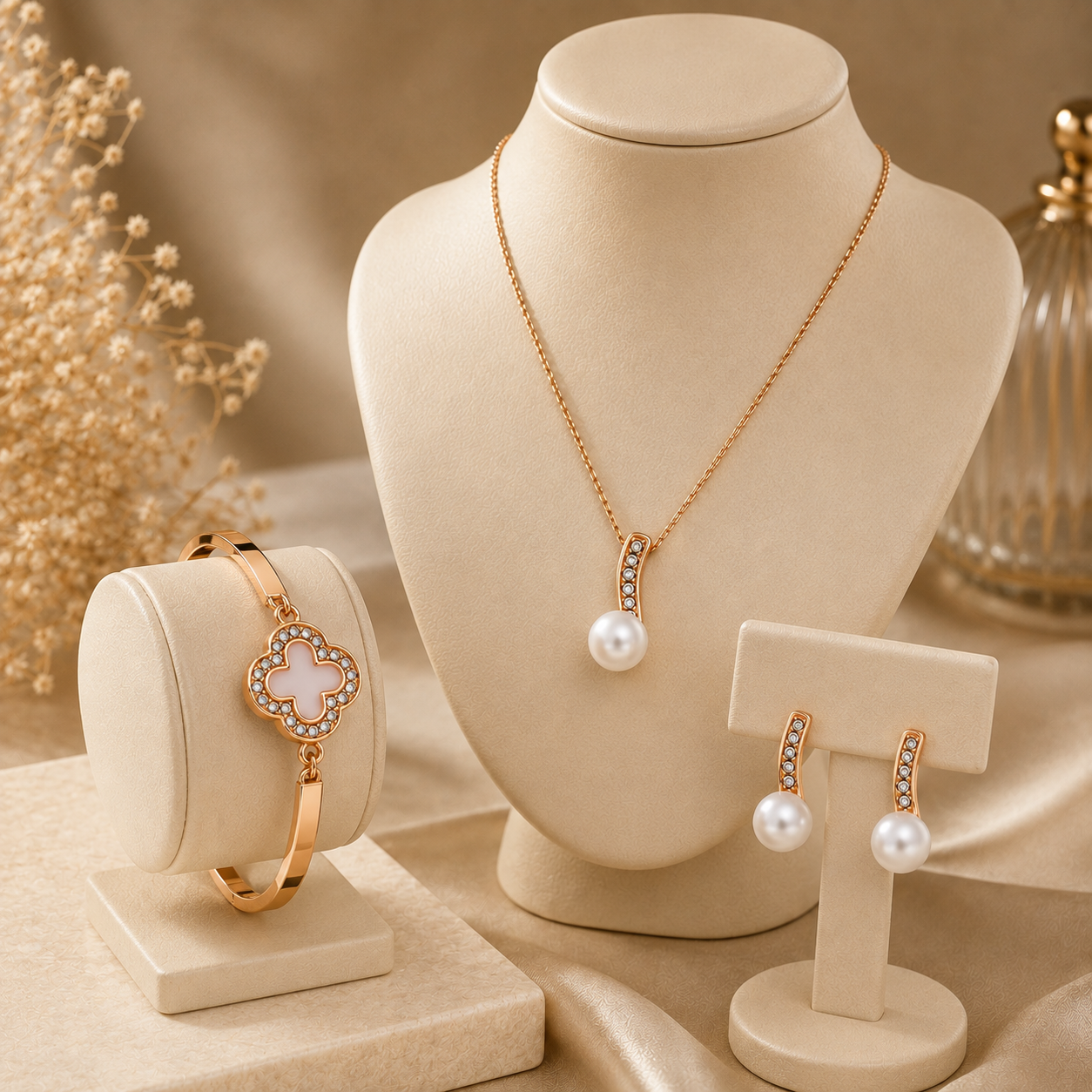The Opaline Jewelry Gift Set with Watch - White
