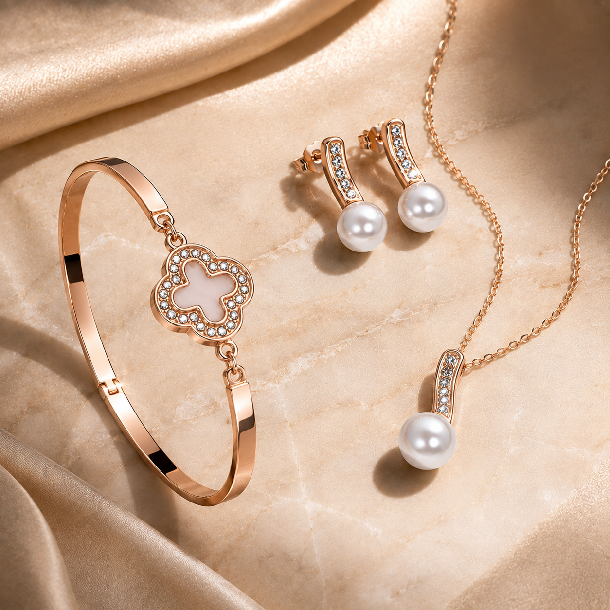 The Signature Edit Watch & Jewelry Set - White