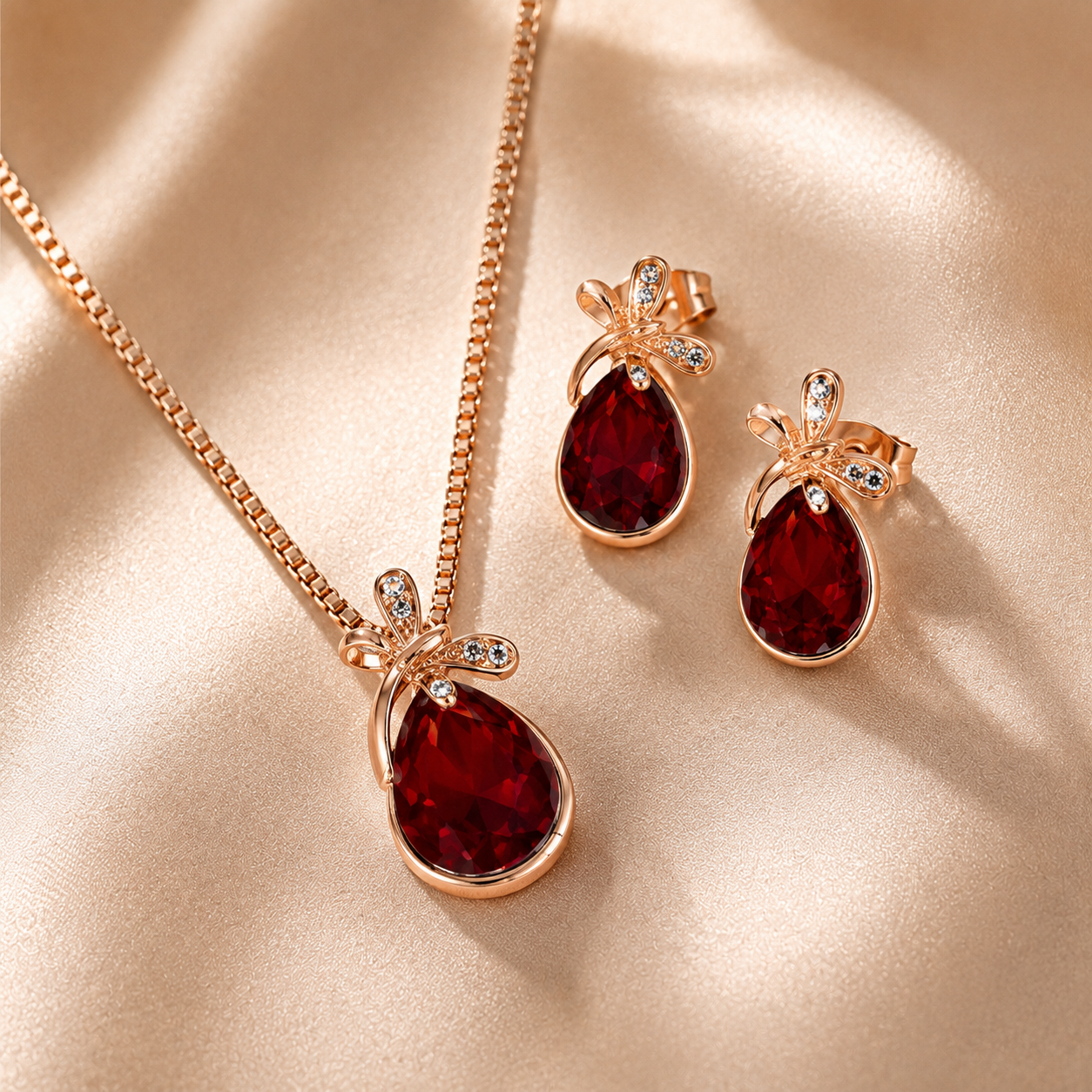 The Opaline Jewelry Gift Set with Watch - Ruby Red