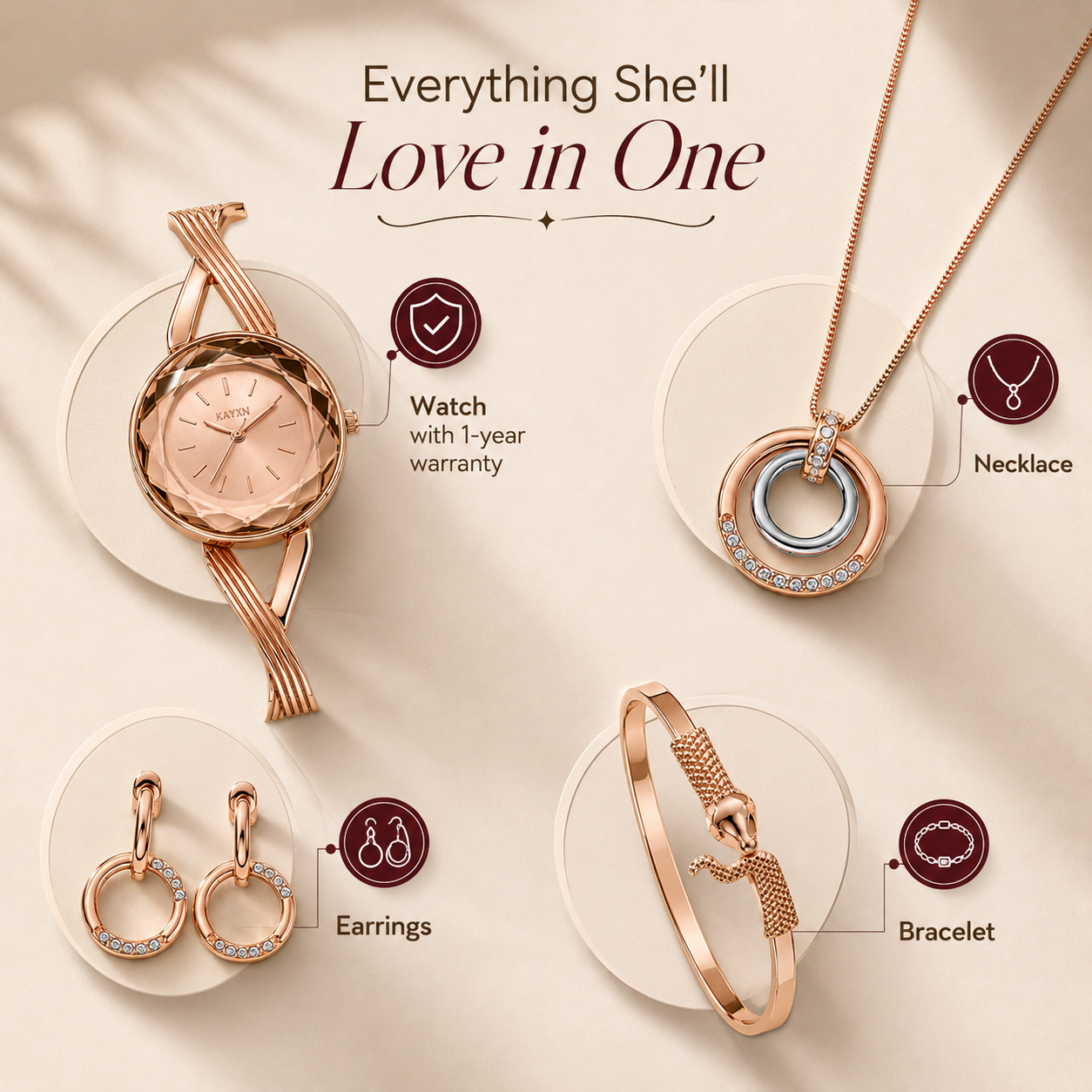 The Signature Edit Watch & Jewelry Set - Rose Gold