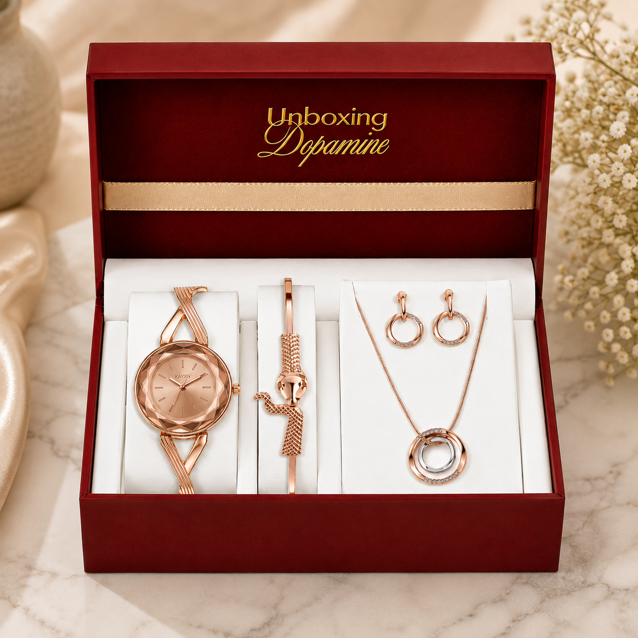 The Signature Edit Watch & Jewelry Set - Rose Gold