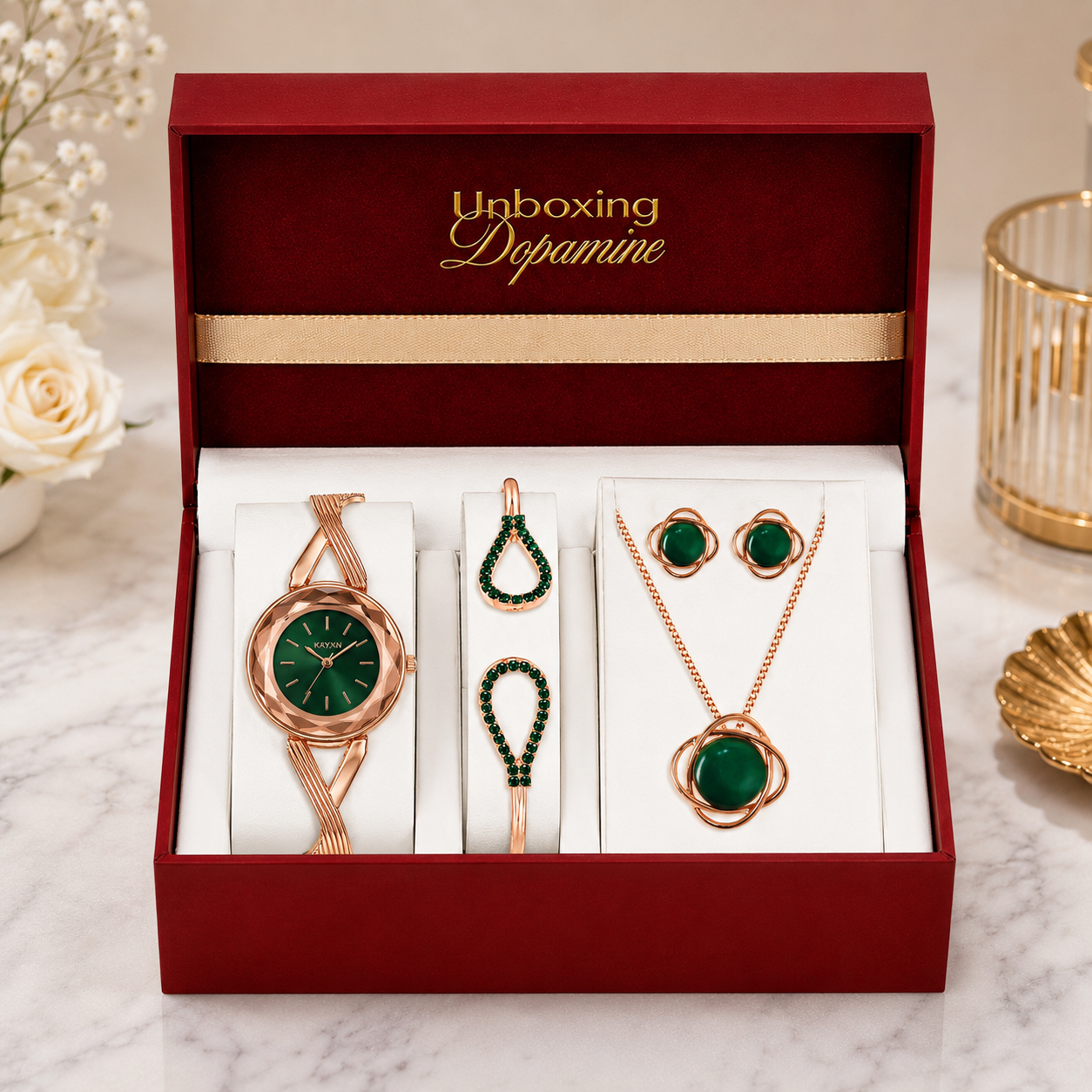 The Signature Edit Watch & Jewelry Set - Green