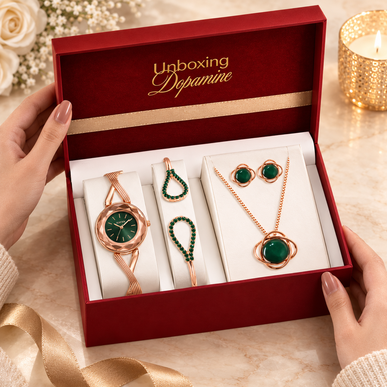 The Signature Edit Watch & Jewelry Set - Green