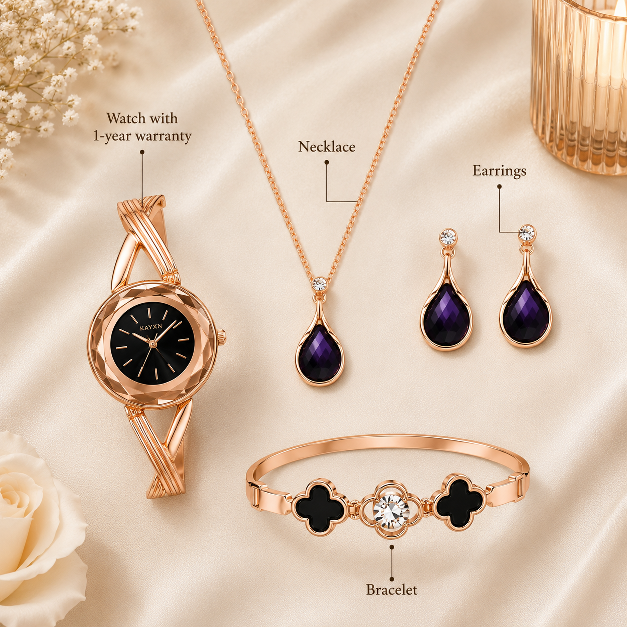 The Signature Edit Watch & Jewelry Set - Black