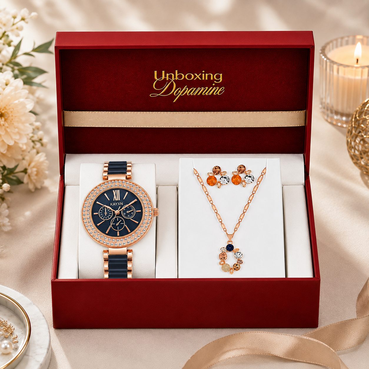The Opaline Jewelry Gift Set with Watch - Midnight Blue
