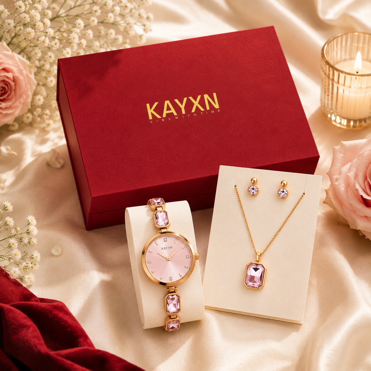 Celestique Edition Watch & Jewelry Set for Her - Pink
