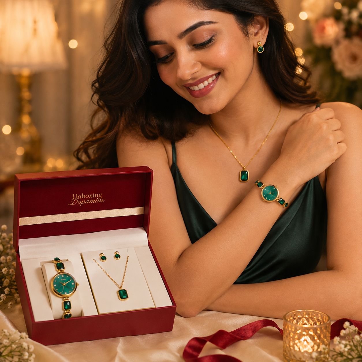 Celestique Edition Watch & Jewelry Set for Her - Green