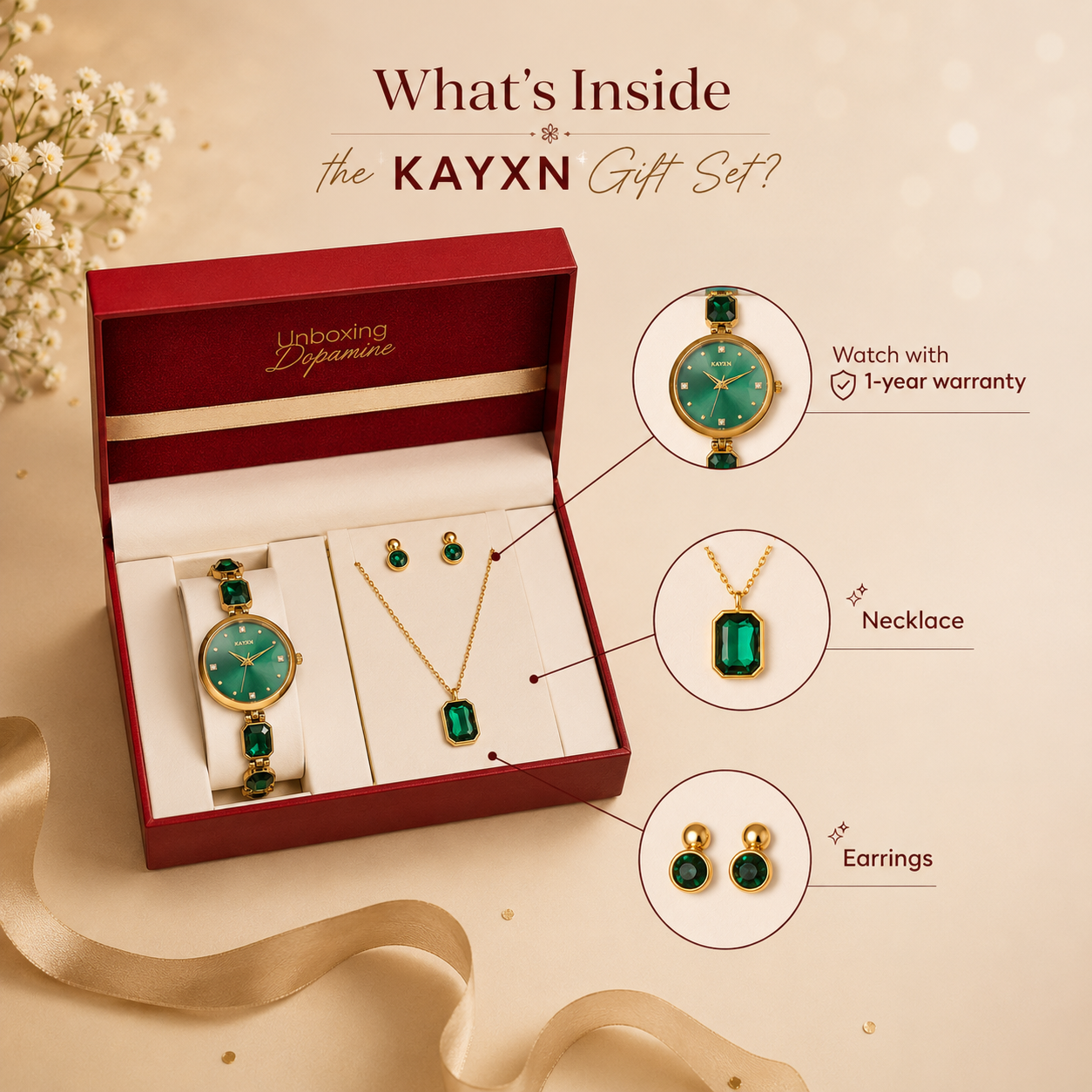 Celestique Edition Watch & Jewelry Set for Her - Green
