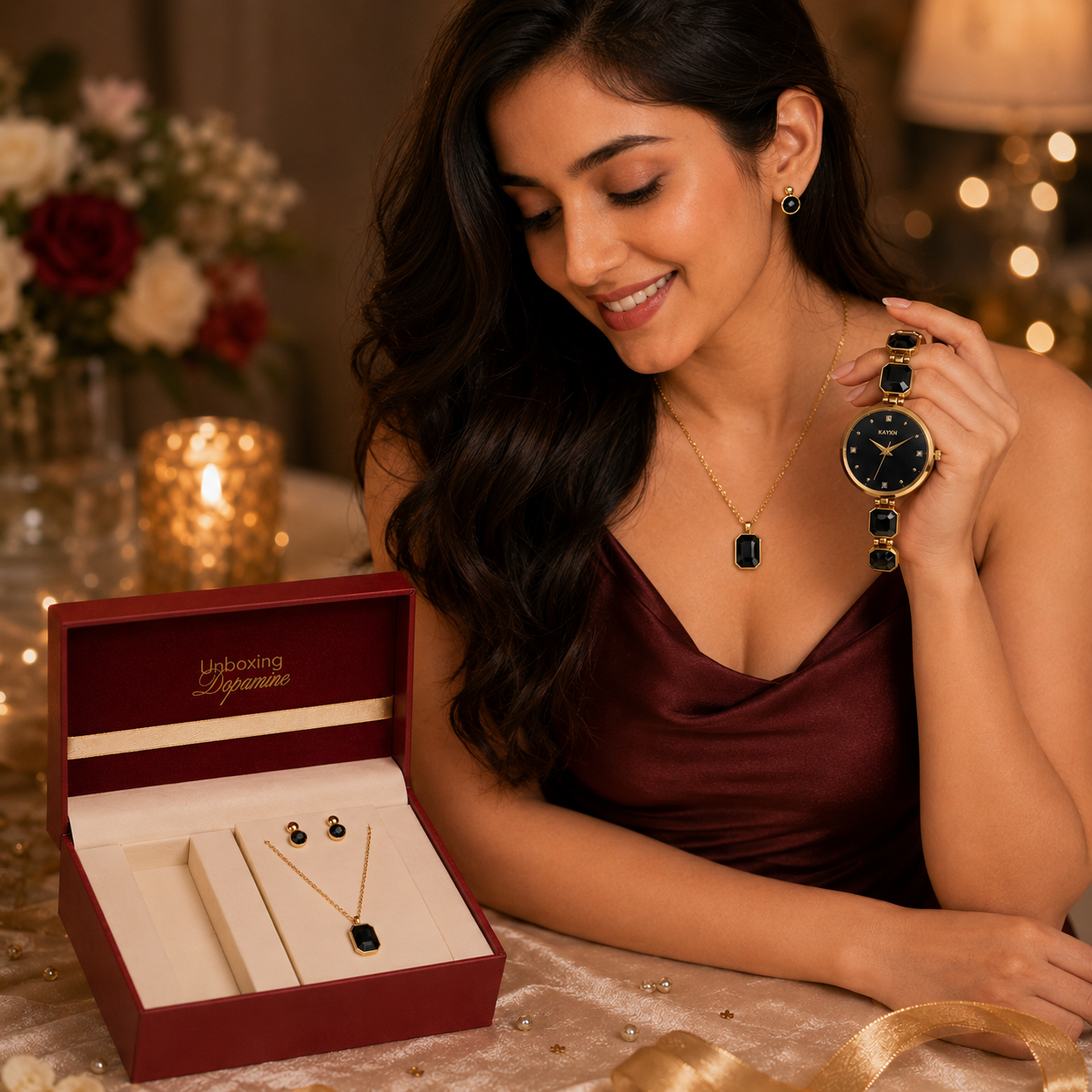 Celestique Edition Watch & Jewelry Set for Her - Black