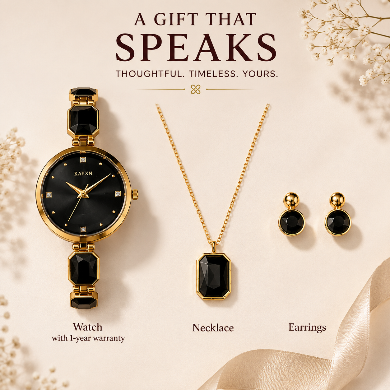 Celestique Edition Watch & Jewelry Set for Her - Black
