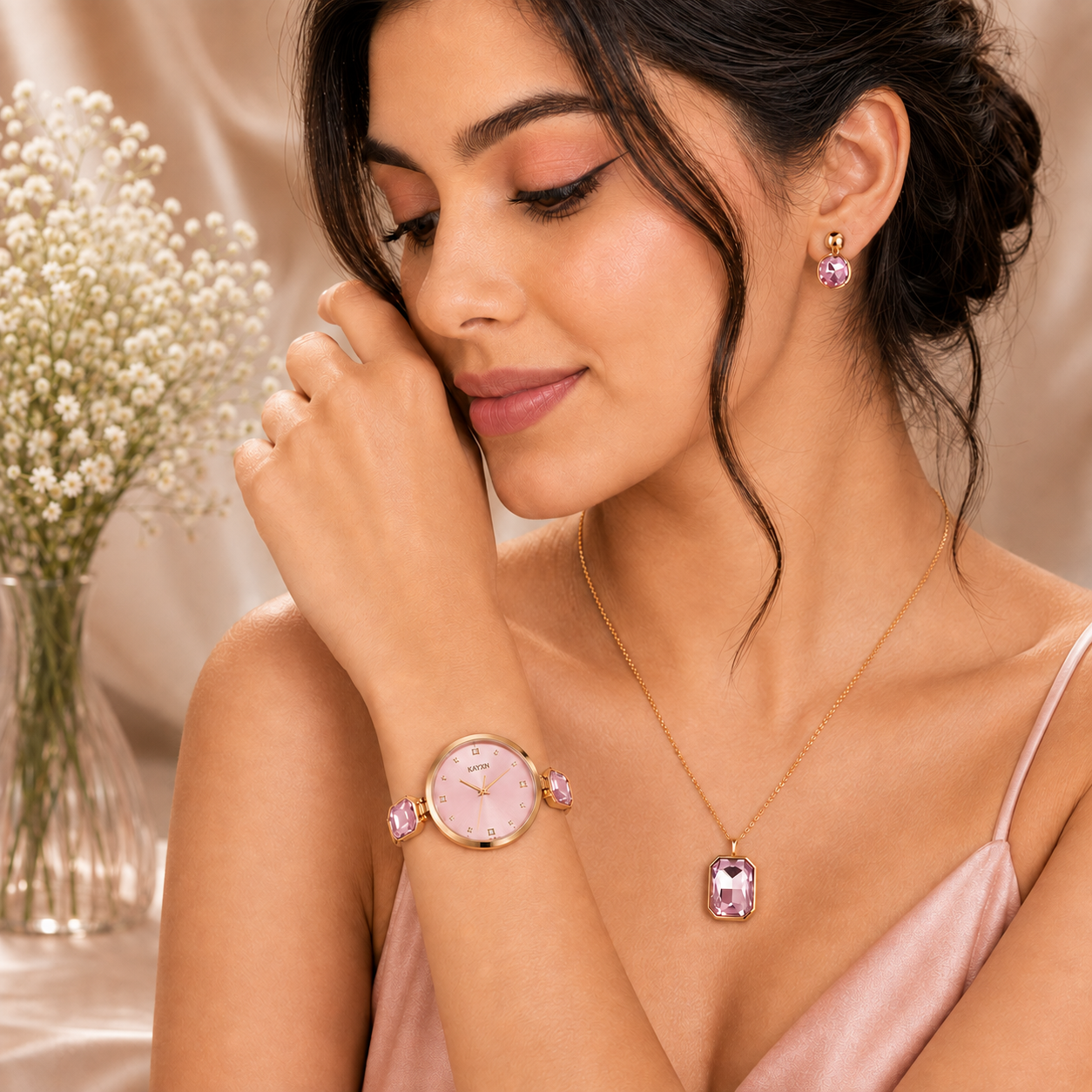 Celestique Edition Watch & Jewelry Set for Her - Pink