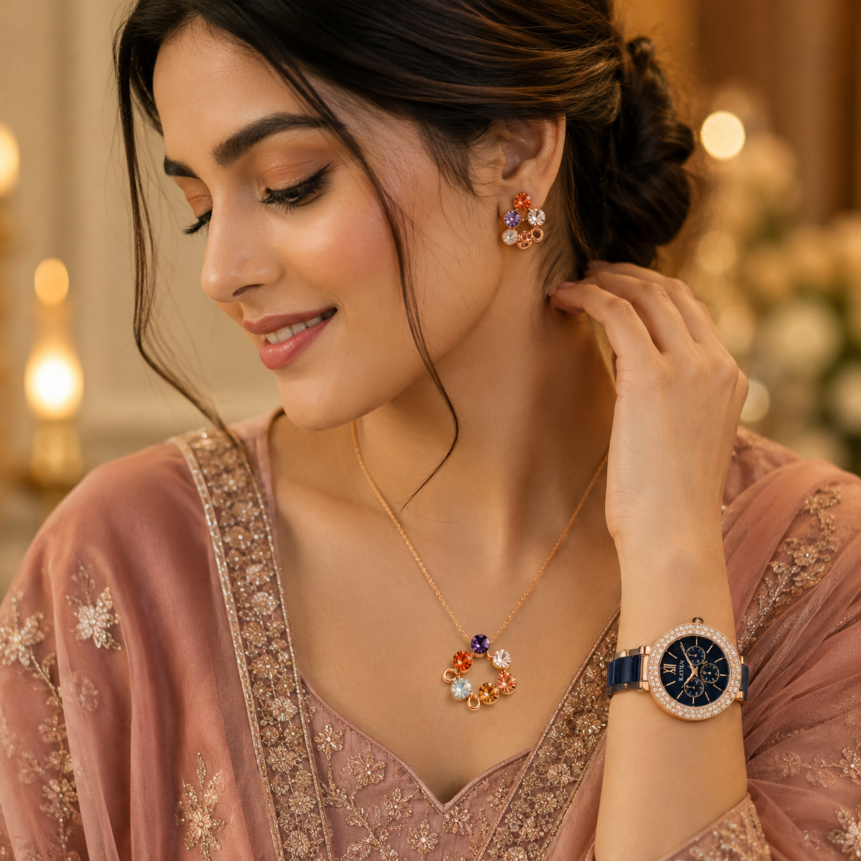 The Opaline Jewelry Gift Set with Watch - Midnight Blue