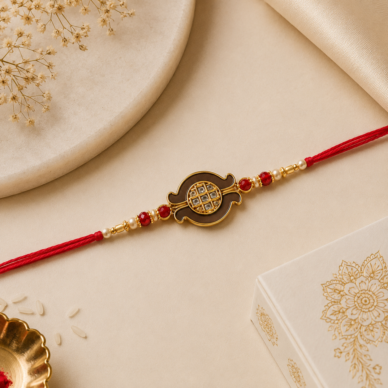 Emerald Prestige Watch & Rakhi Gift Set for Him - Brown