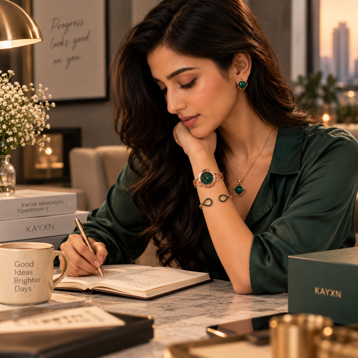 The Signature Edit Watch & Jewelry Set - Green