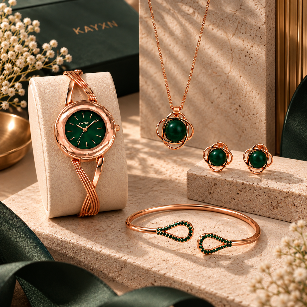 The Signature Edit Watch & Jewelry Set - Green