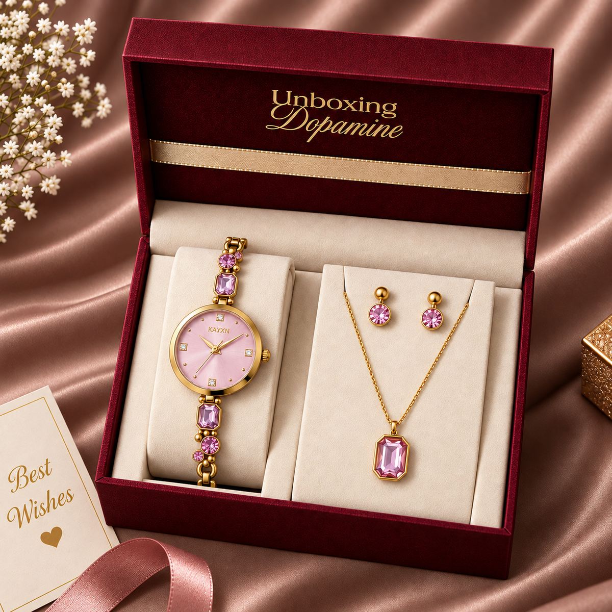 Celestique Edition Watch & Jewelry Set for Her - Pink