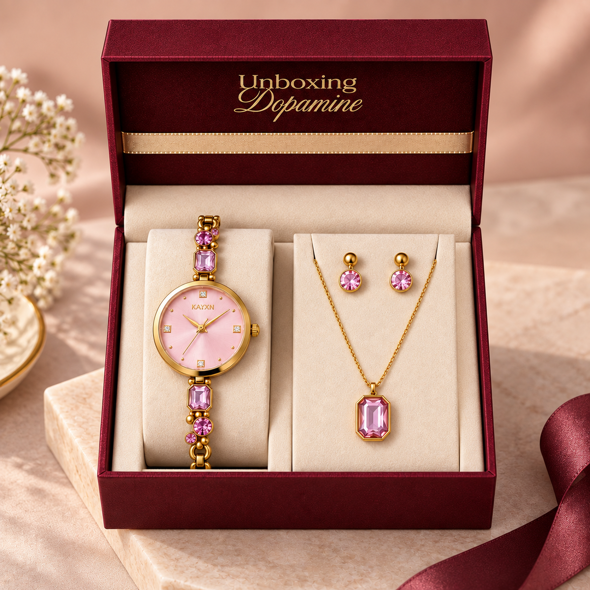 Celestique Edition Watch & Jewelry Set for Her - Pink