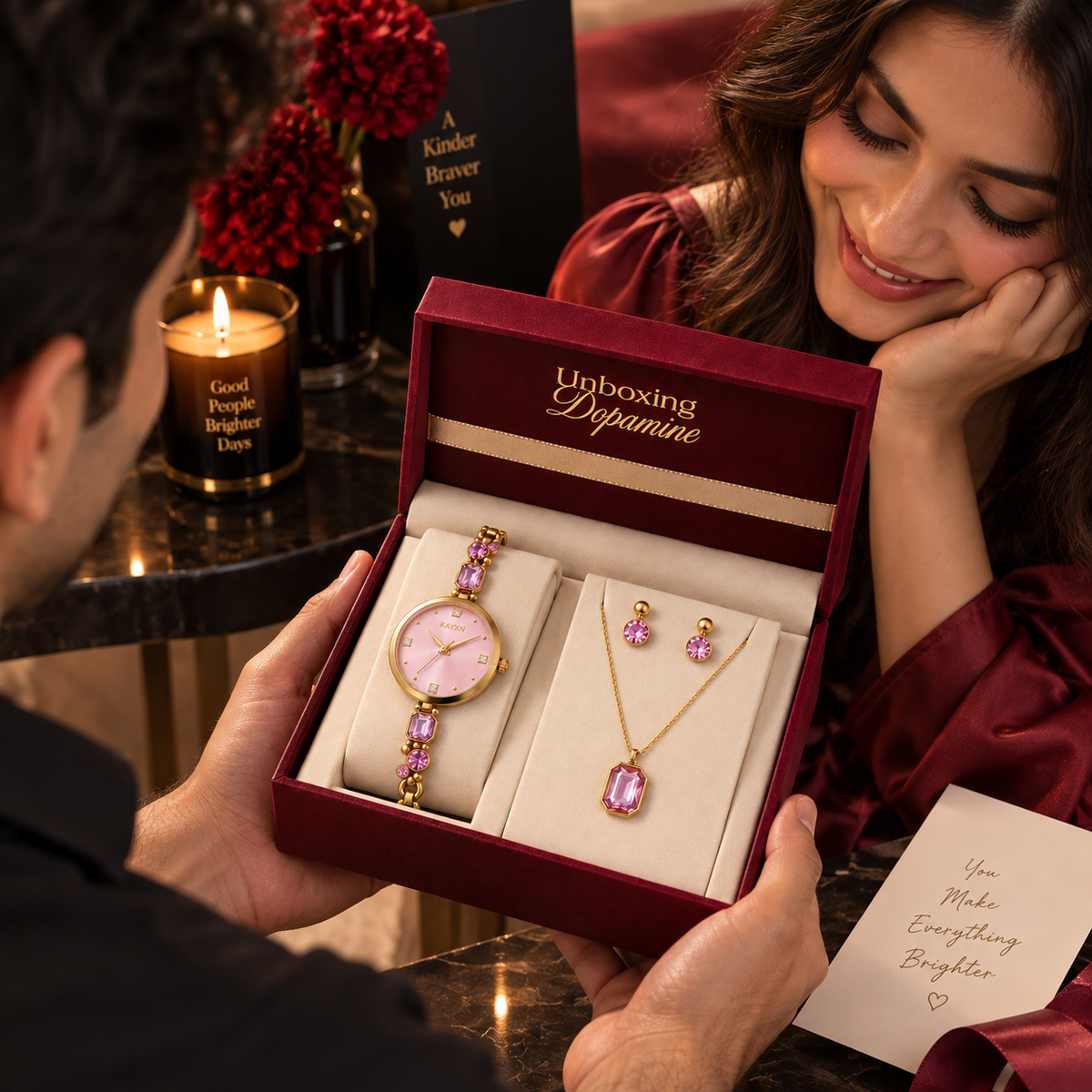 Celestique Edition Watch & Jewelry Set for Her - Pink
