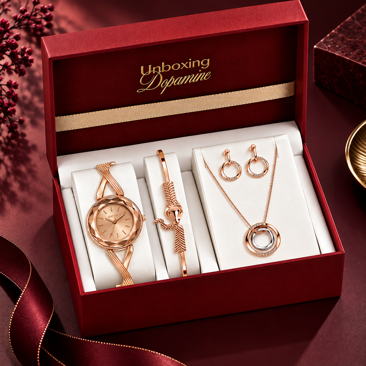 The Signature Edit Watch & Jewelry Set - Rose Gold