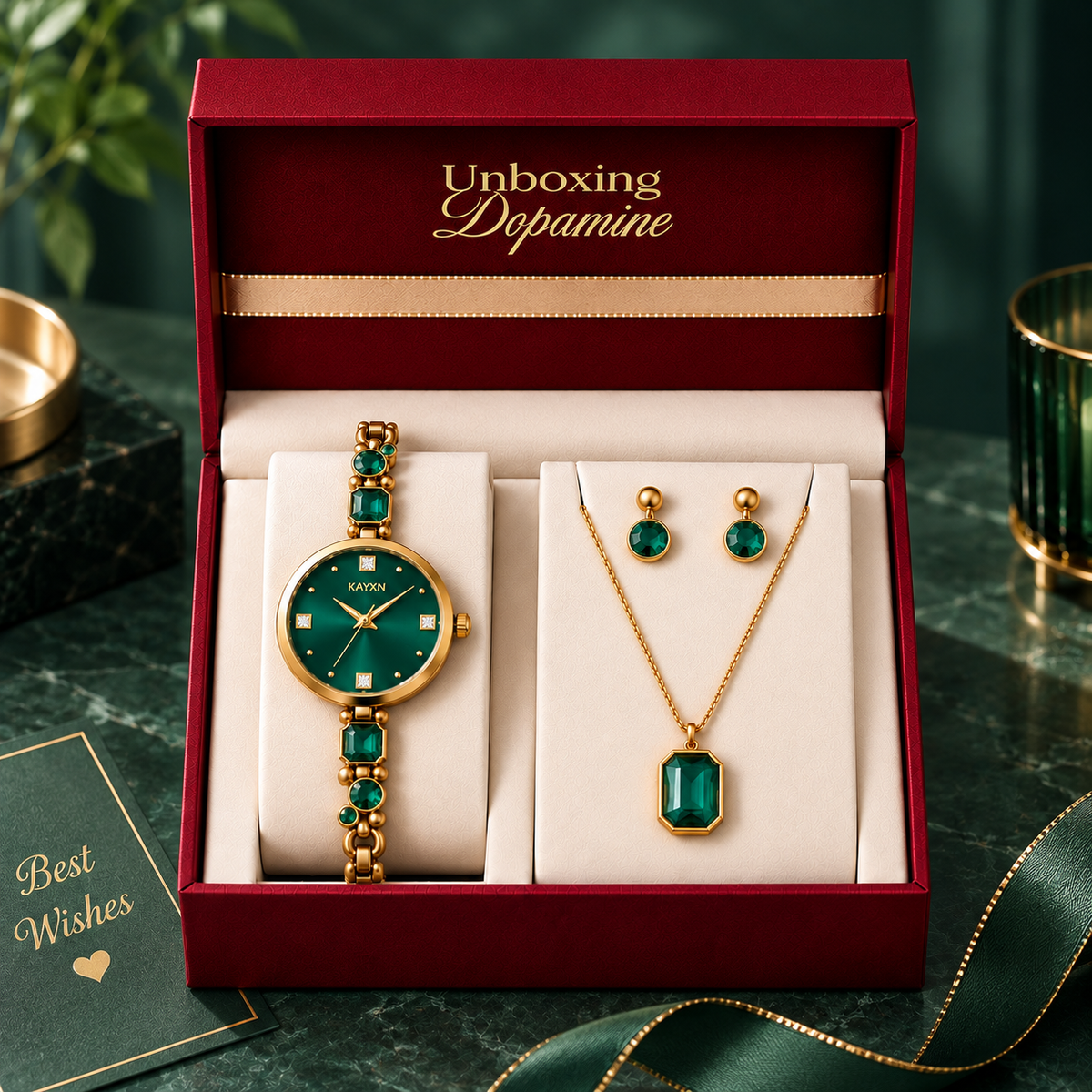 Celestique Edition Watch & Jewelry Set for Her - Green